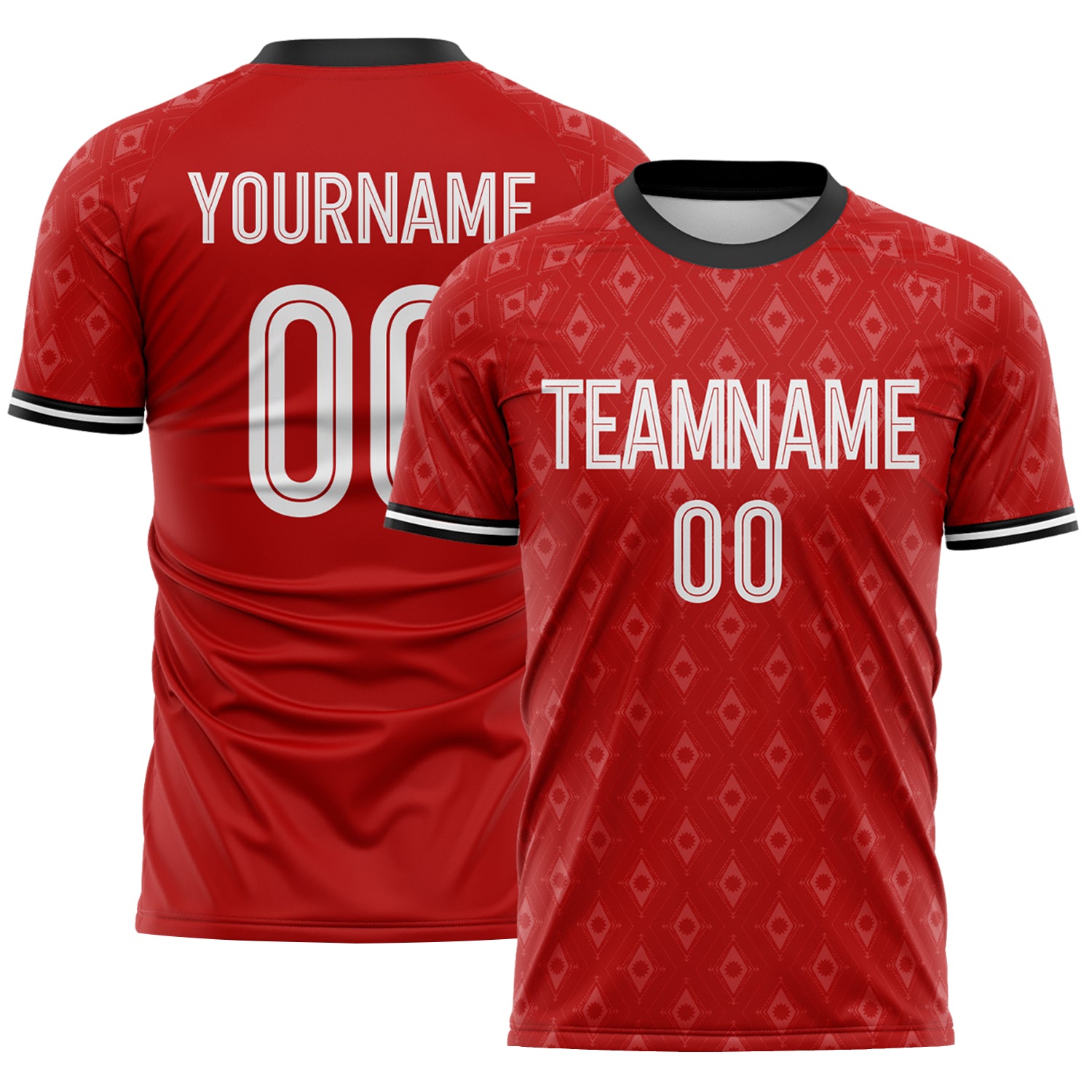 FansIdea Custom Red White-Black Geometric England Style Sublimation Soccer Uniform Jersey - $16.99 at Proof Eyewear