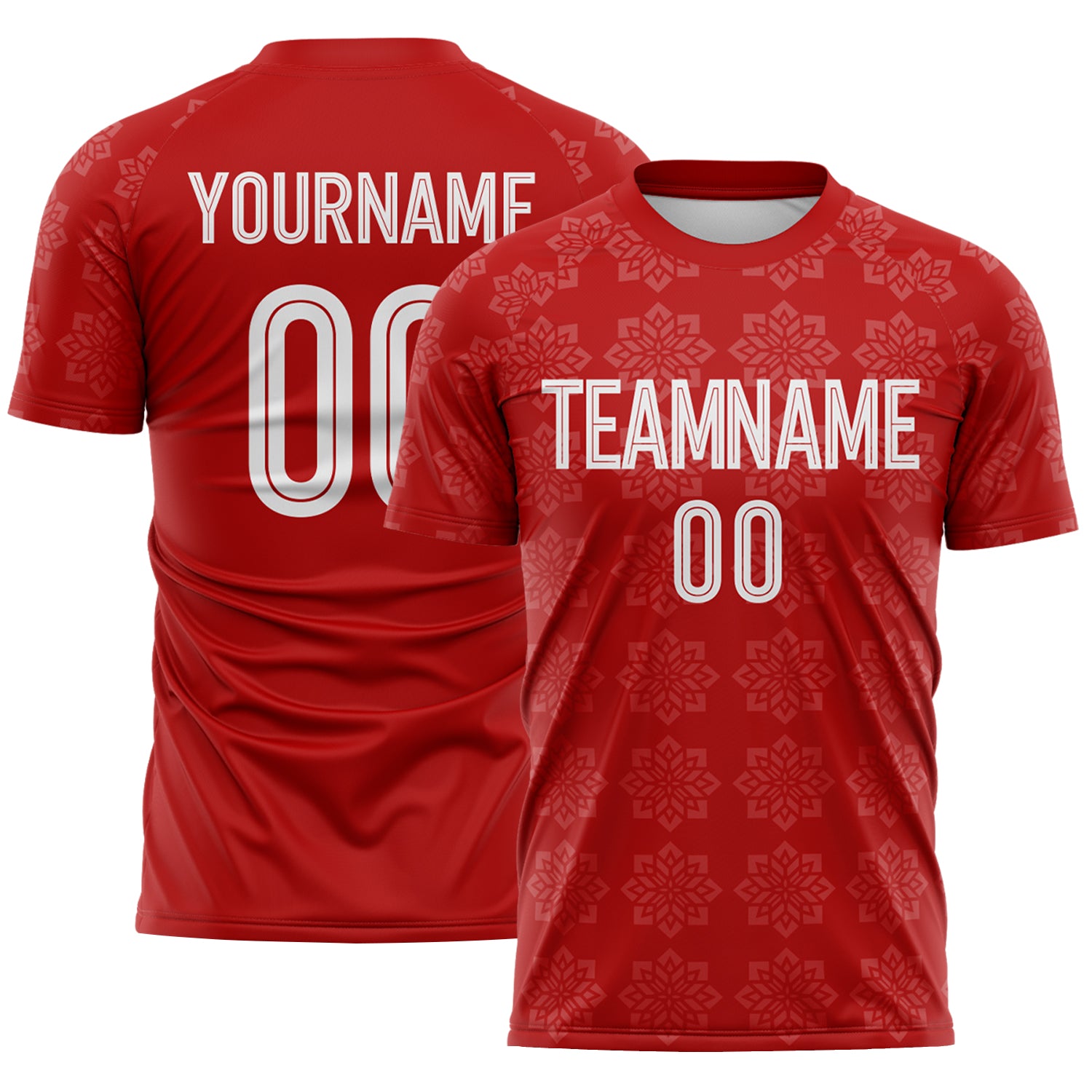 FansIdea Custom Red White-Black Floral England Style Sublimation Soccer Uniform Jersey - $16.99 at Proof Eyewear