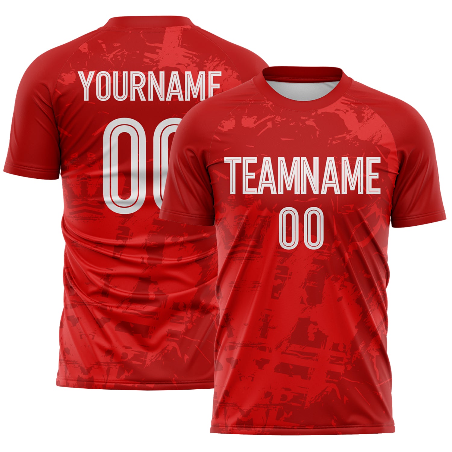 FansIdea Custom Red-White Brush Stroke Splatter England Style Sublimation Soccer Uniform Jersey - $16.99 at Proof Eyewear