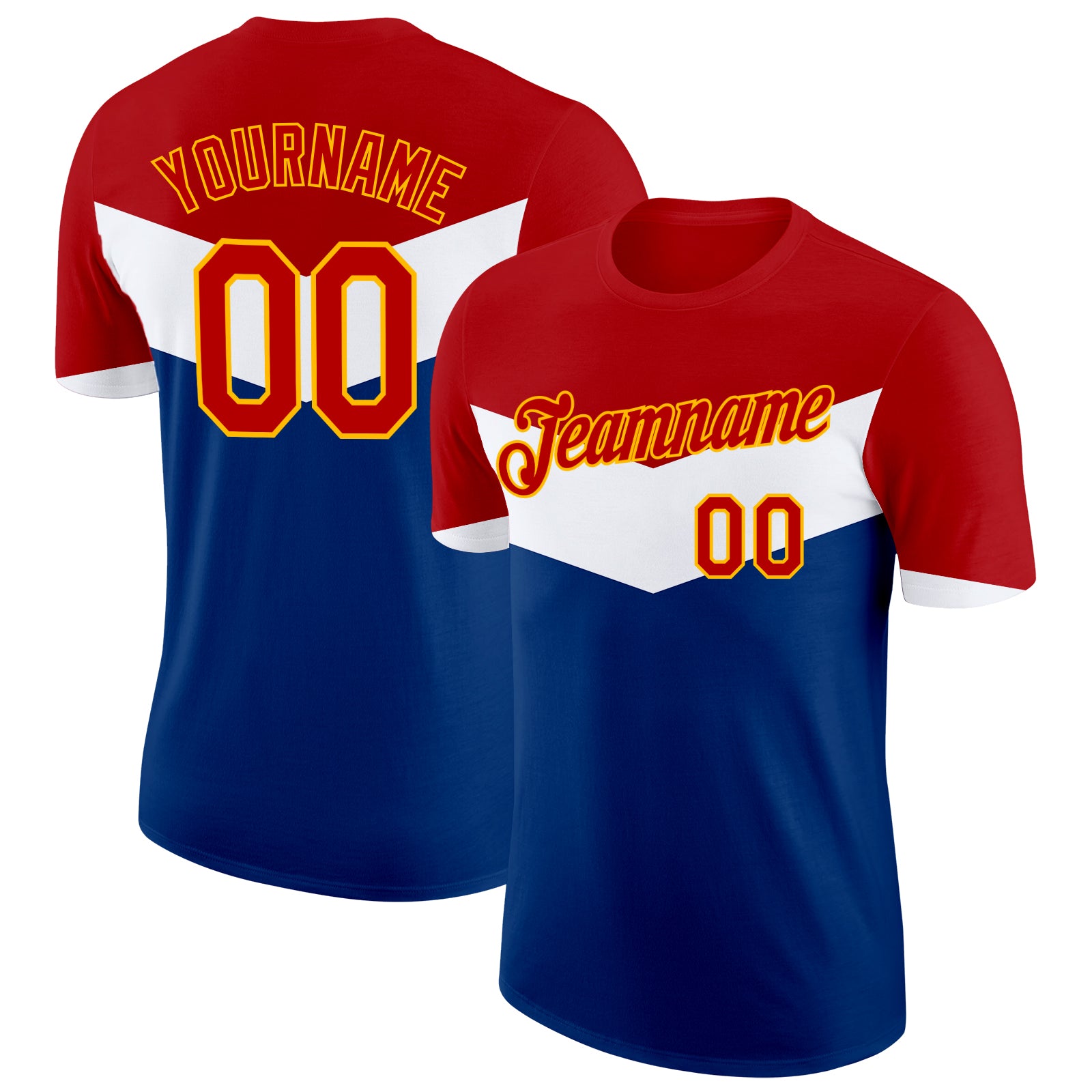FansIdea Custom Red White Blue-Gold Netherlands Soccer Jersey Performance T-Shirt - $14.99 at Proof Eyewear