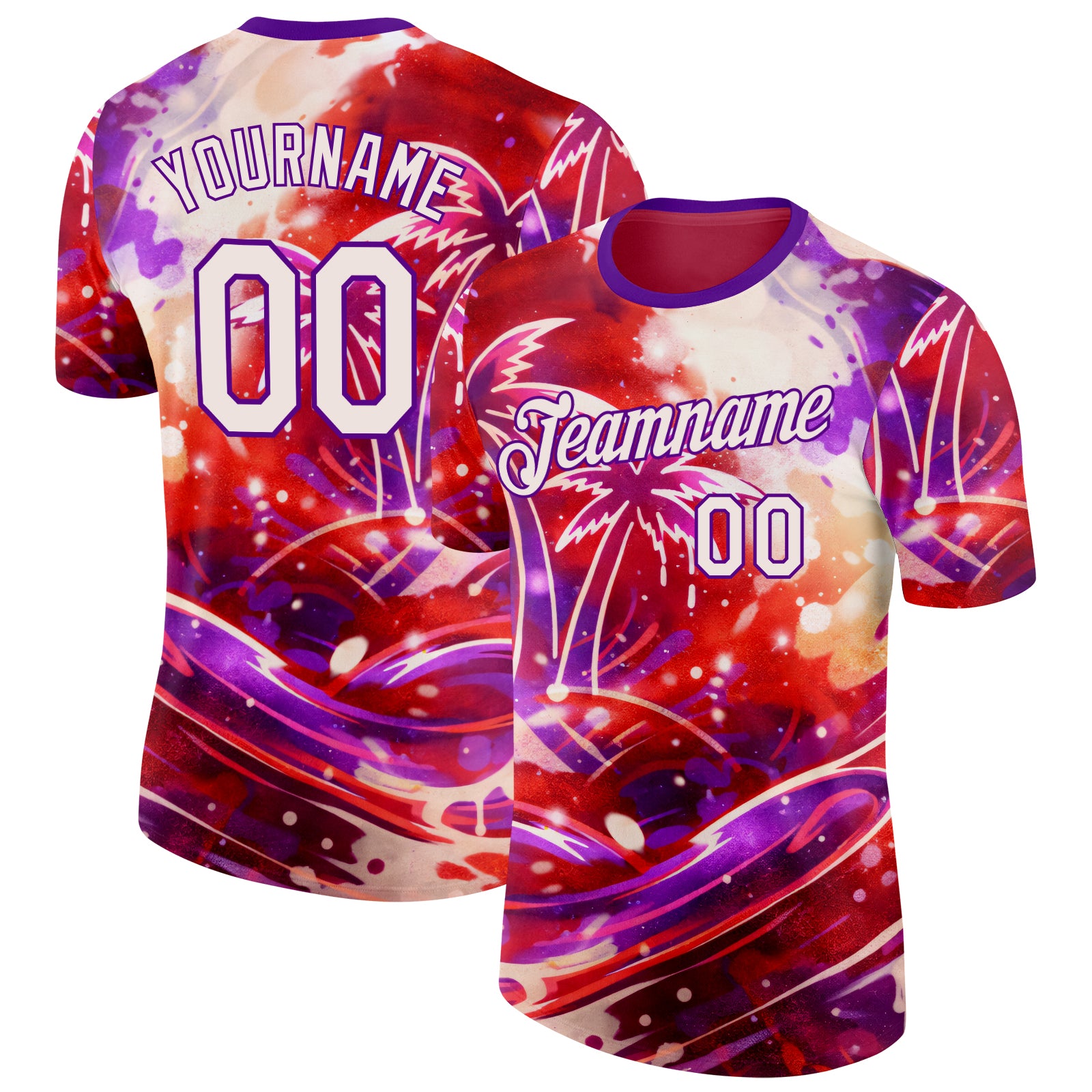 FansIdea Custom Red White-Purple Bowling Hawaii Performance T-Shirt - $14.99 at Proof Eyewear