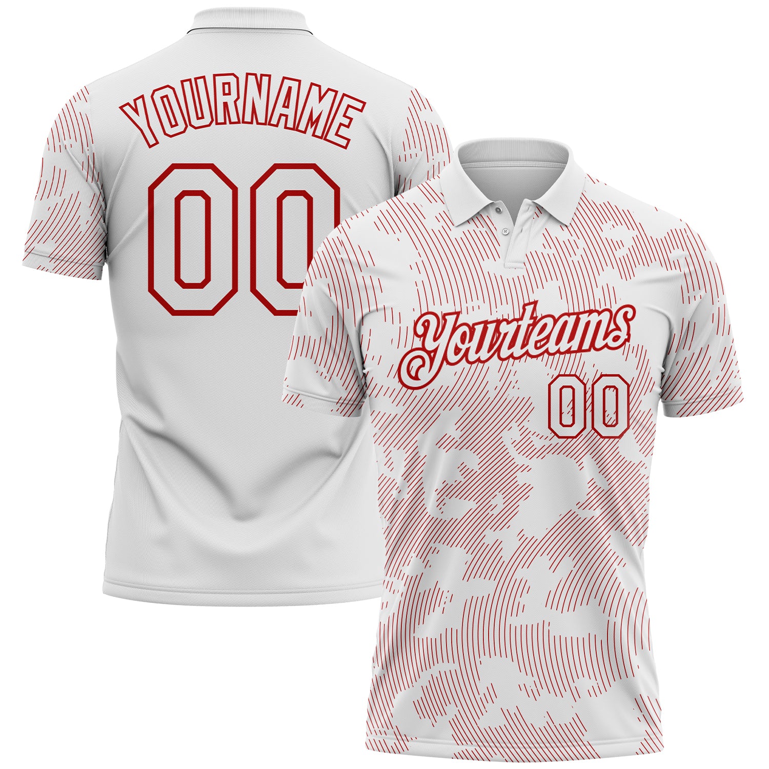 FansIdea Custom White-Red 3D Pattern Abstract Fluid Line Performance Polo Shirt - $19.99 at Proof Eyewear