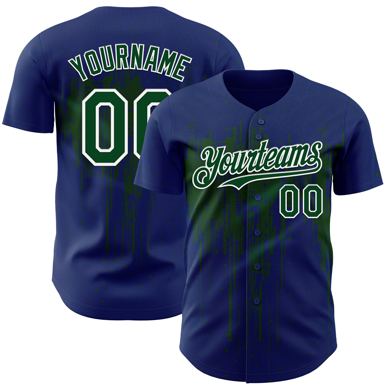 FansIdea Custom Royal Green-White Dripping Splatter Paint Authentic Baseball Jersey - $29.99 at Proof Eyewear