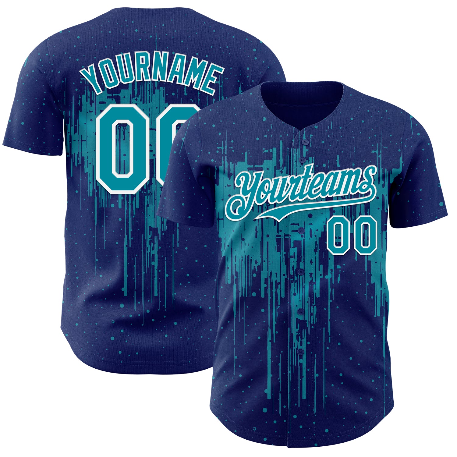 FansIdea Custom Royal Teal-White Dripping Splatter Paint Authentic Baseball Jersey - $29.99 at Proof Eyewear