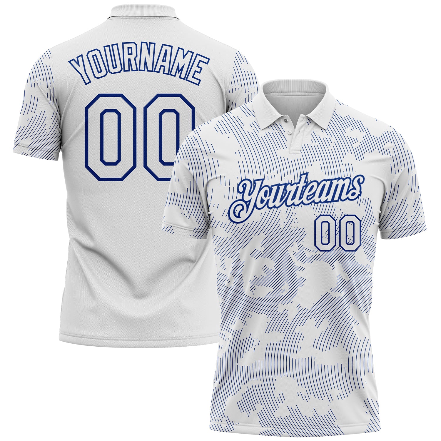 FansIdea Custom White-Royal 3D Pattern Abstract Fluid Line Performance Polo Shirt - $19.99 at Proof Eyewear