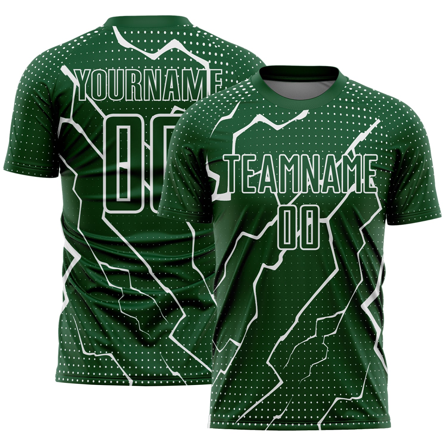 FansIdea Custom Green White Lightning Sports Sublimation Soccer Uniform Jersey - $16.99 at Proof Eyewear