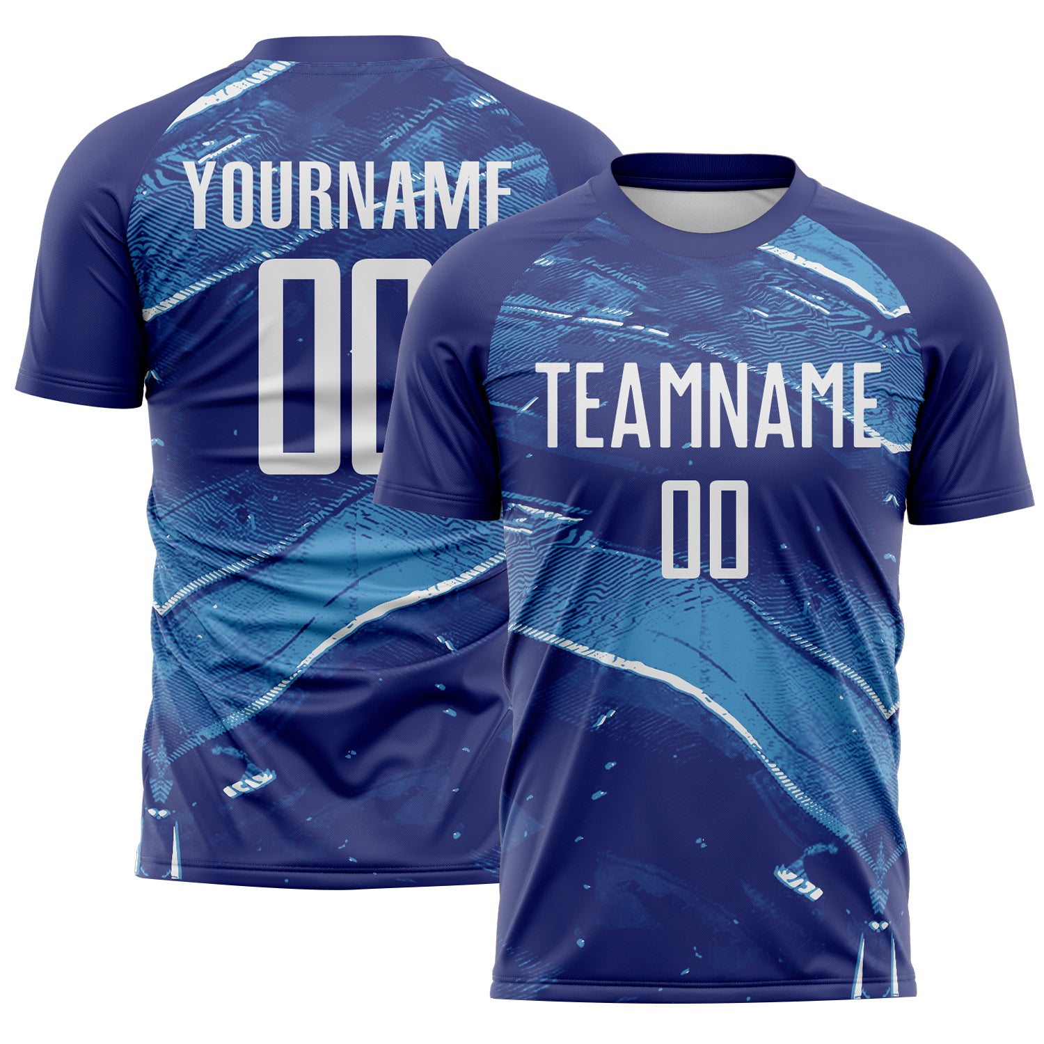 FansIdea Custom Royal-White Flowing Wave Sublimation Soccer Uniform Jersey - $16.99 at Proof Eyewear