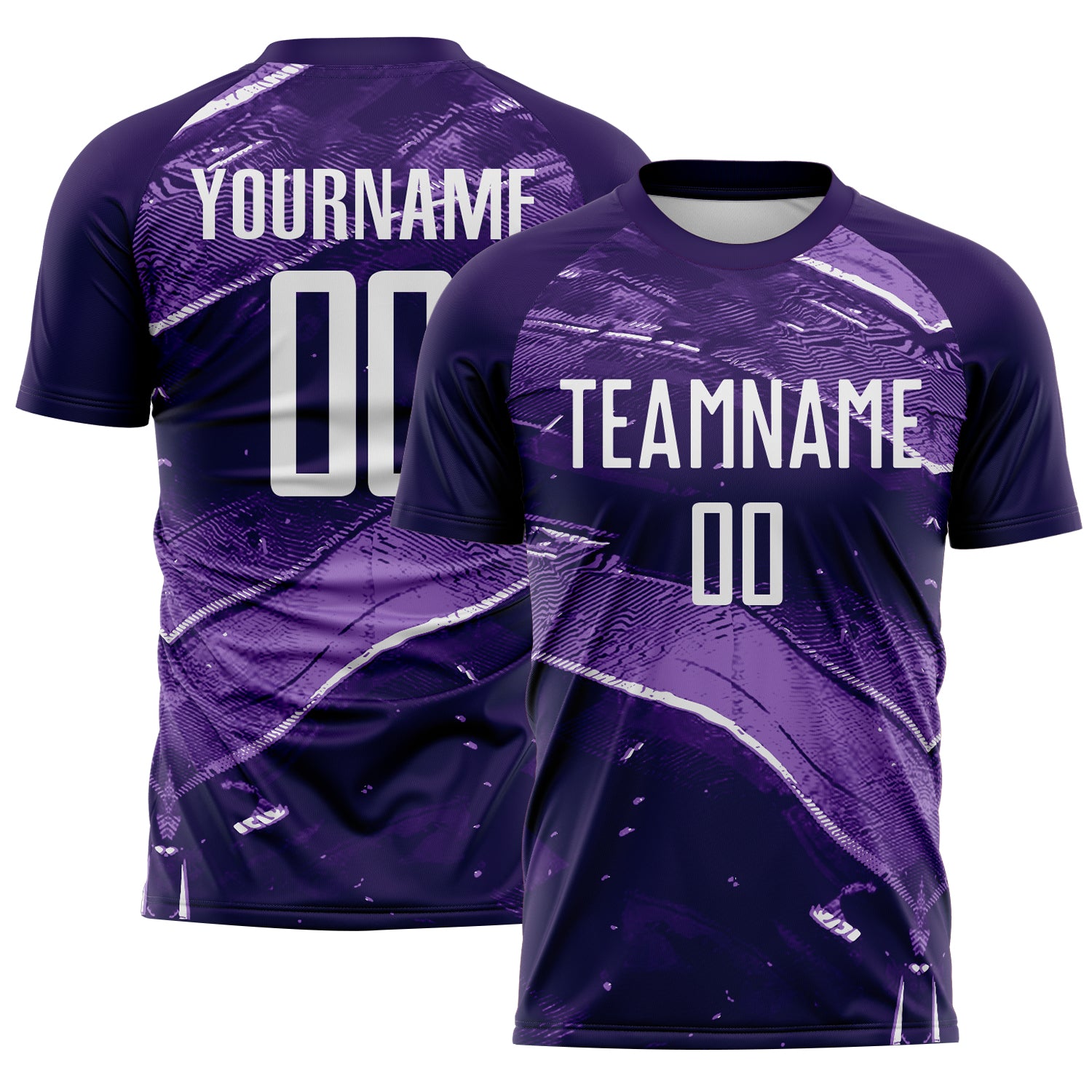 FansIdea Custom Purple-White Flowing Wave Sublimation Soccer Uniform Jersey - $16.99 at Proof Eyewear
