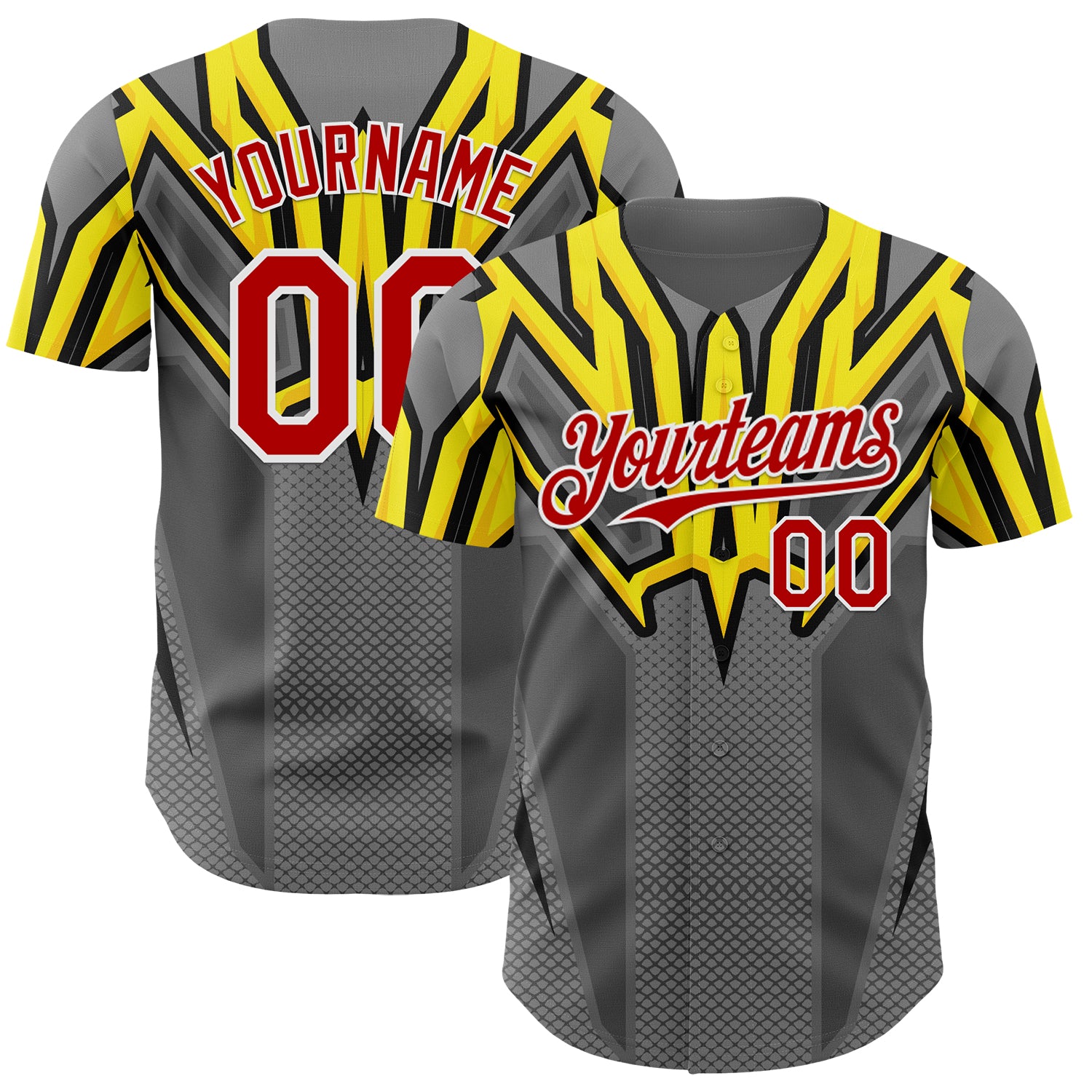 FansIdea Custom Steel Gray Red White Yellow-Black Car Racing Formula Auto Motorsport Authentic Baseball Jersey - $29.99 at Proof Eyewear