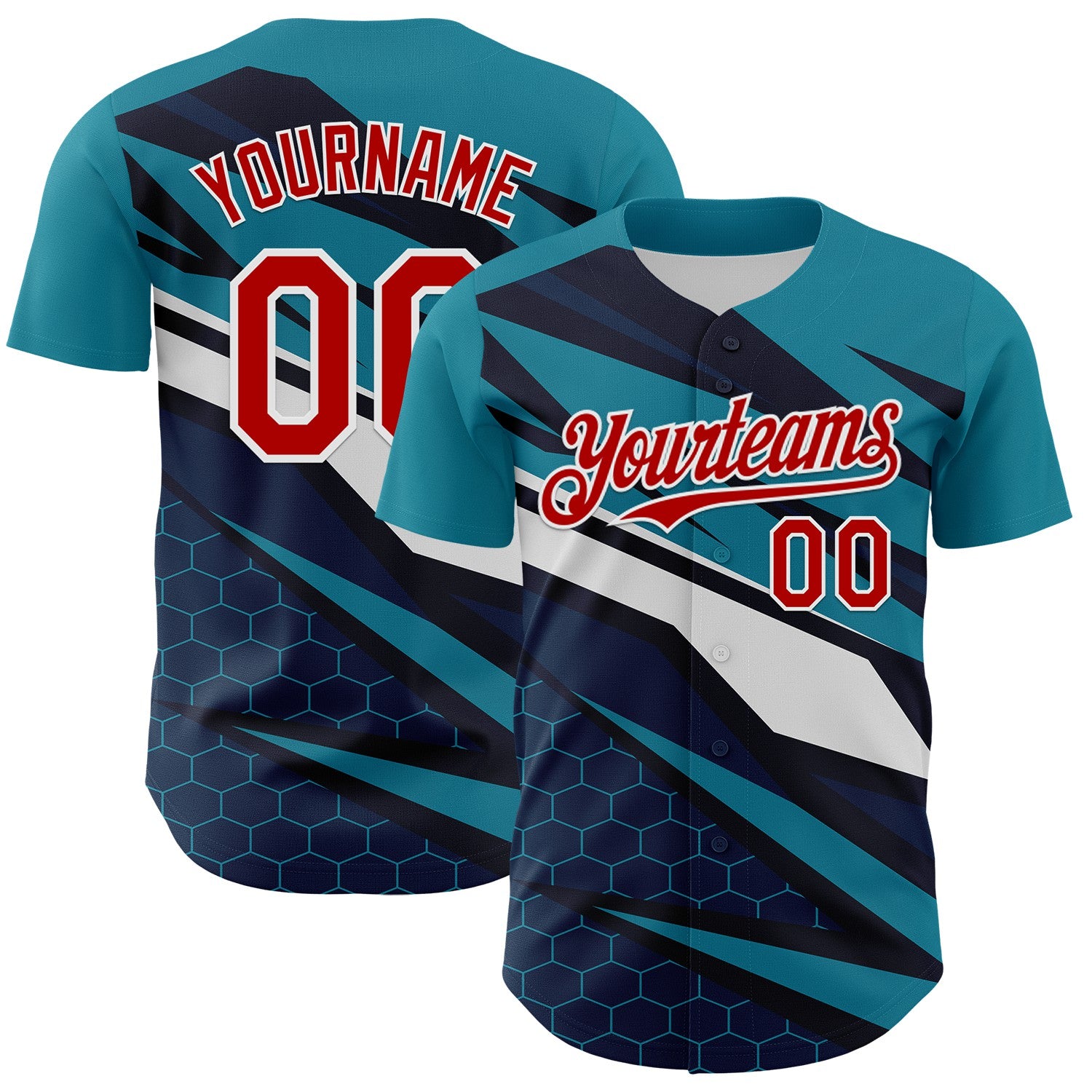 FansIdea Custom Teal Red White-Navy Car Racing Formula Auto Motorsport Authentic Baseball Jersey - $29.99 at Proof Eyewear