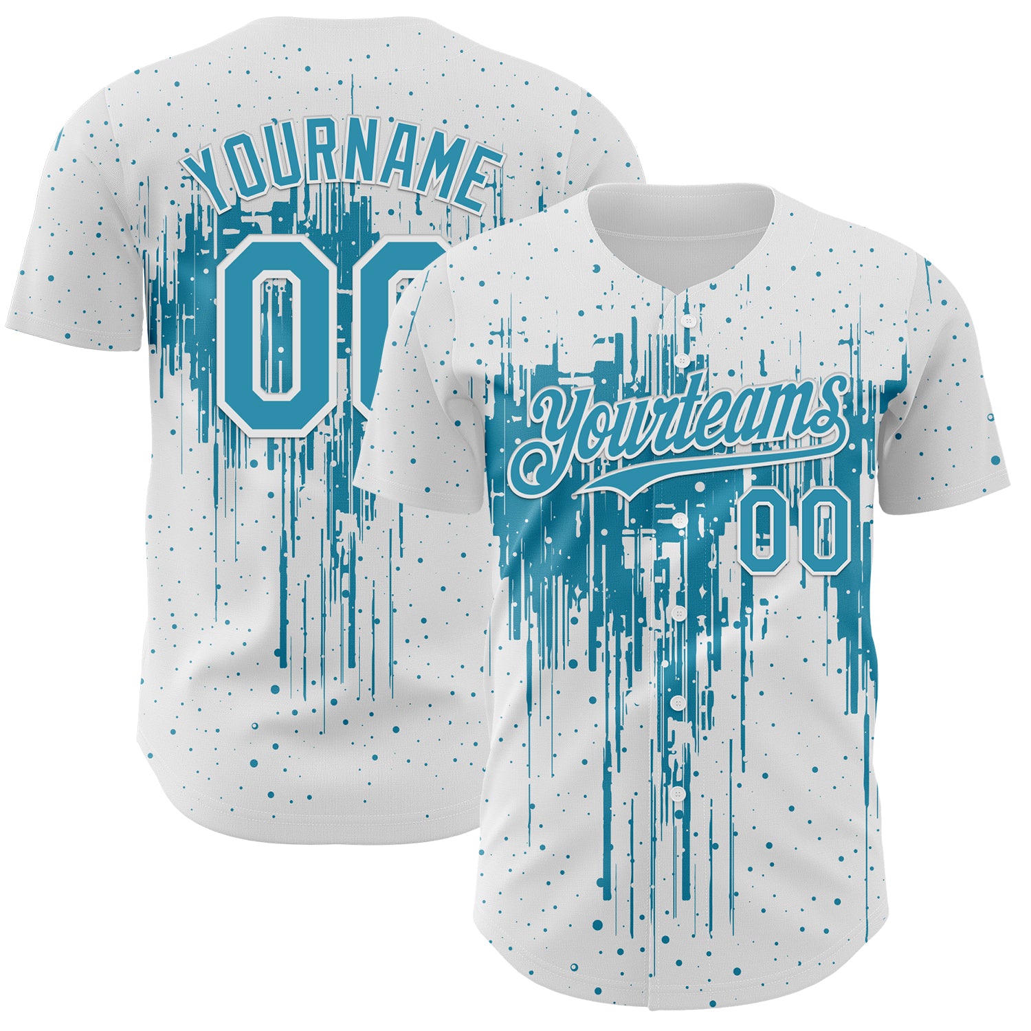 FansIdea Custom White Panther Blue-White Dripping Splatter Paint Authentic Baseball Jersey - $29.99 at Proof Eyewear
