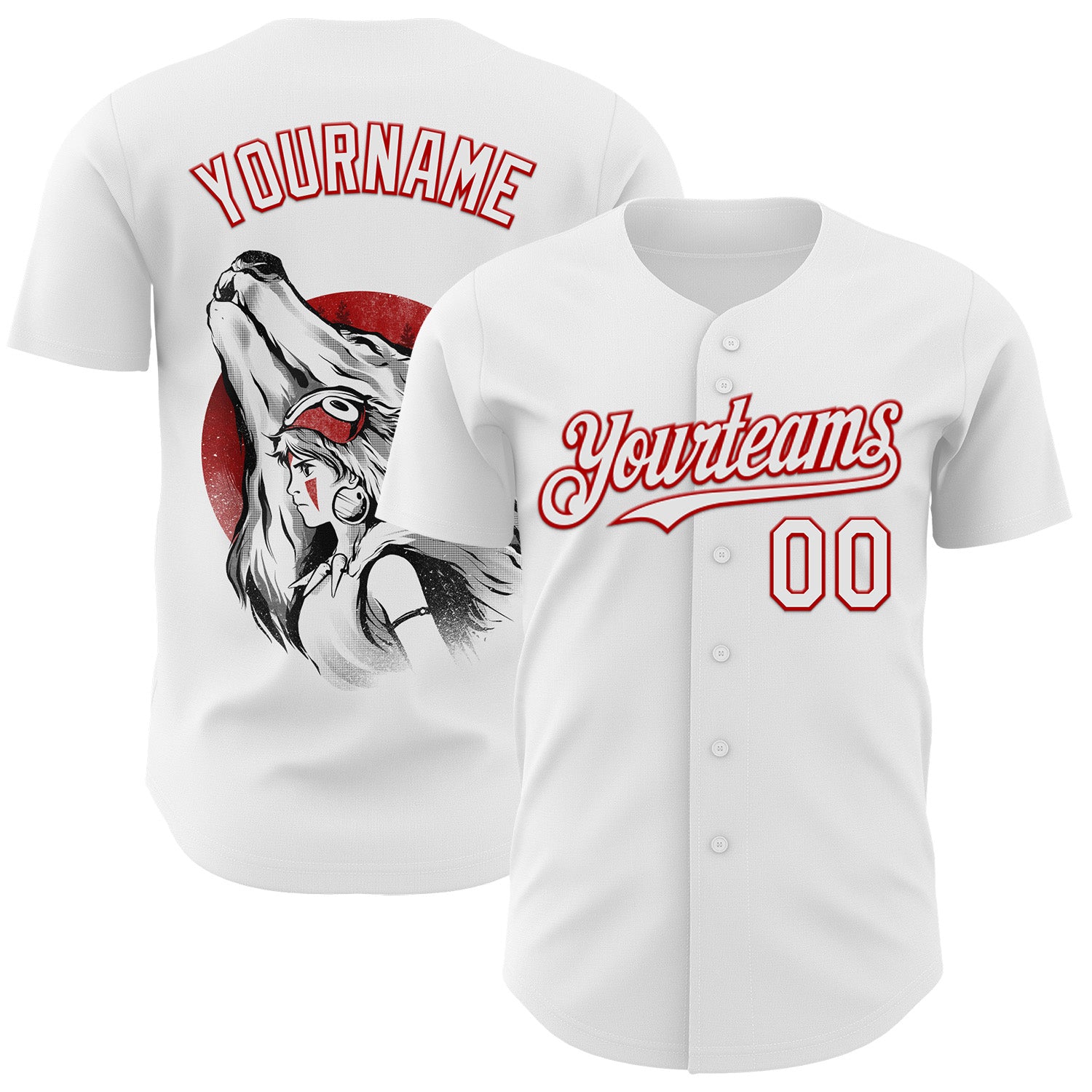Fansidea-group-collabs Custom White-Red Ilustrata® studio The Princess And The Wolf Authentic Baseball Jersey - $34.99 at Proof Eyewear