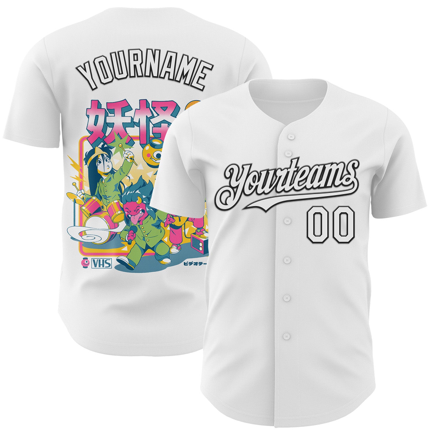 Fansidea-group-collabs Custom White-Black Ilustrata® studio Yokai Band Authentic Baseball Jersey - $34.99 at Proof Eyewear