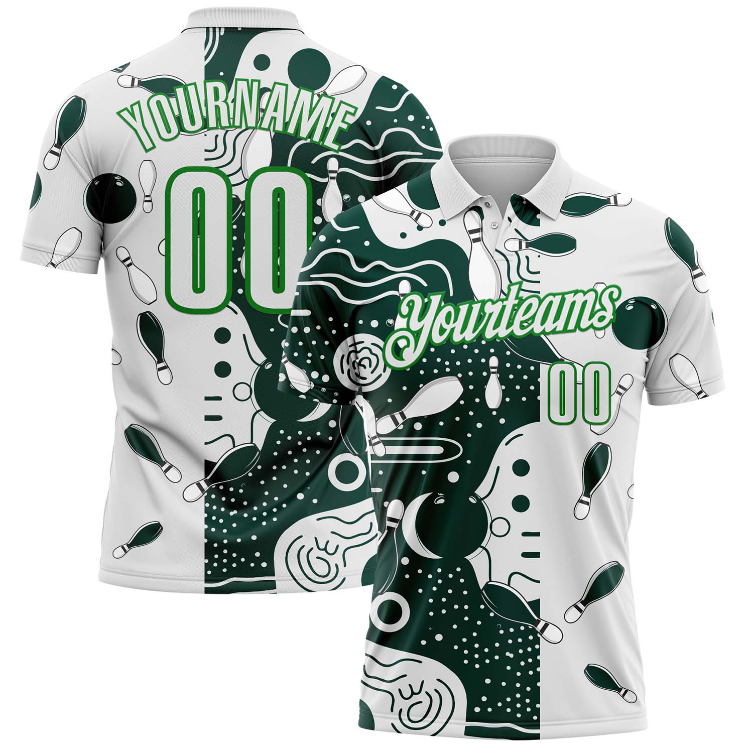 FansIdea Custom White Green-Grass Green Bowling Abstract Performance Polo Shirt - $19.99 at Proof Eyewear