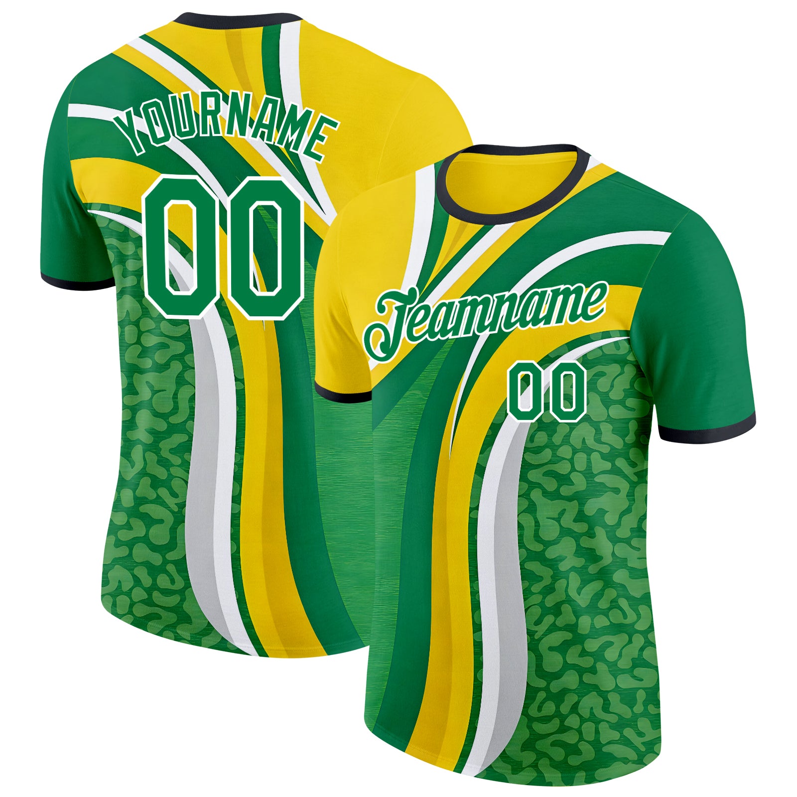 Custom Yellow Green White-Black South Africa Soccer Jersey Performance T-Shirt