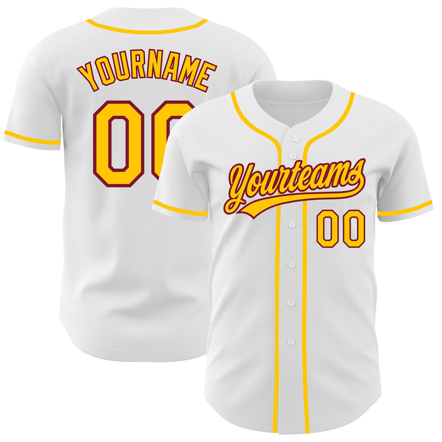 FansIdea Custom White Yellow-Crimson Authentic Baseball Jersey - $27.99 at Proof Eyewear