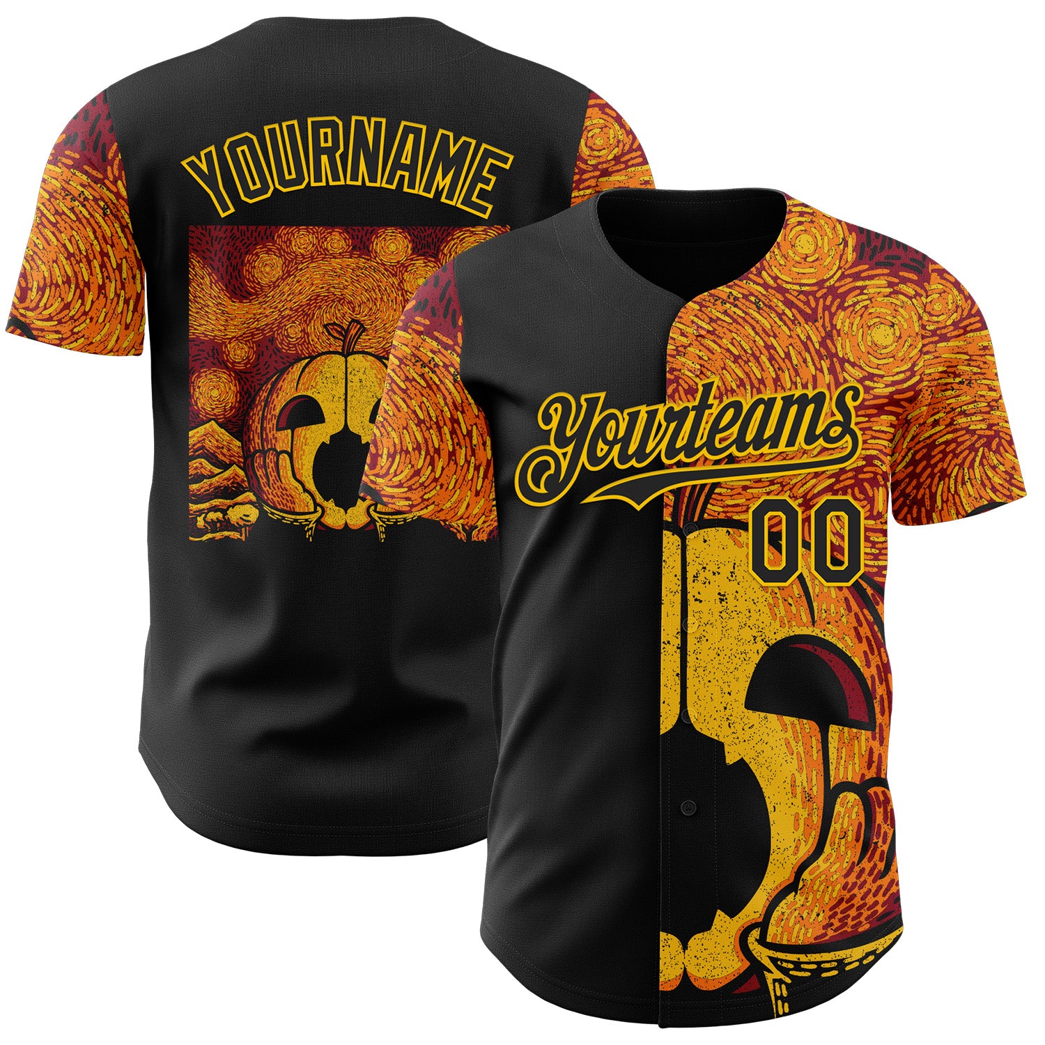 Fansidea-group-collabs Custom Black Black-Yellow 3D Tobe Fonseca The Starry Halloween Night Authentic Baseball Jersey - $34.99 at Proof Eyewear