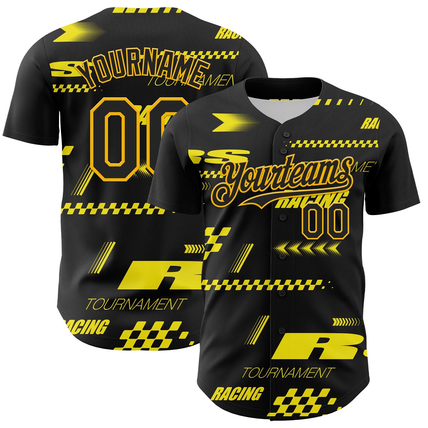 FansIdea Custom Black Yellow Car Racing Formula Auto Motorsport Authentic Baseball Jersey - $29.99 at Proof Eyewear
