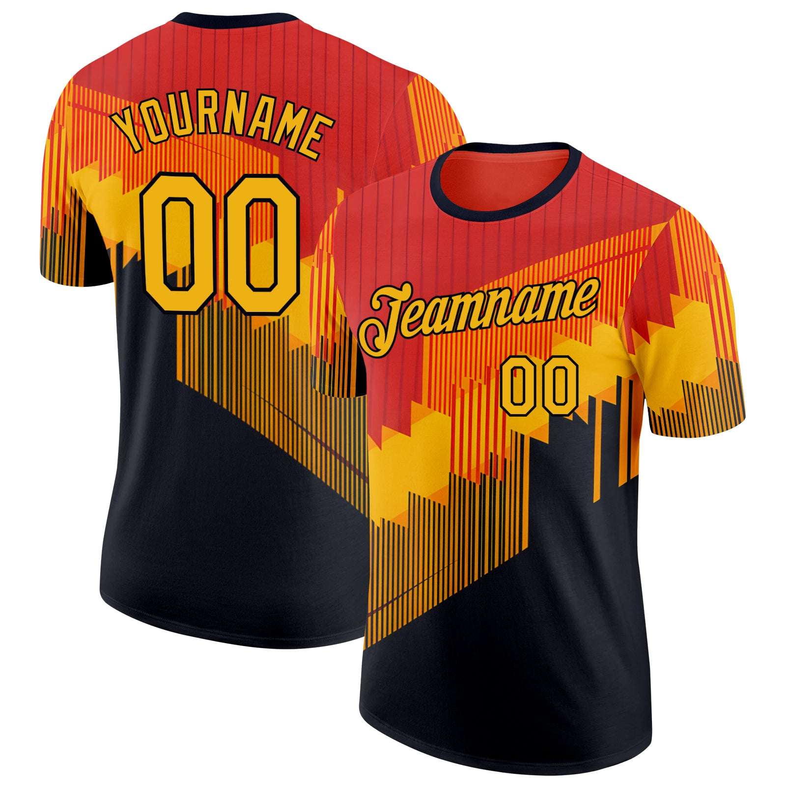 FansIdea Custom Orange Yellow-Black Bowling Geometric Performance T-Shirt - $14.99 at Proof Eyewear