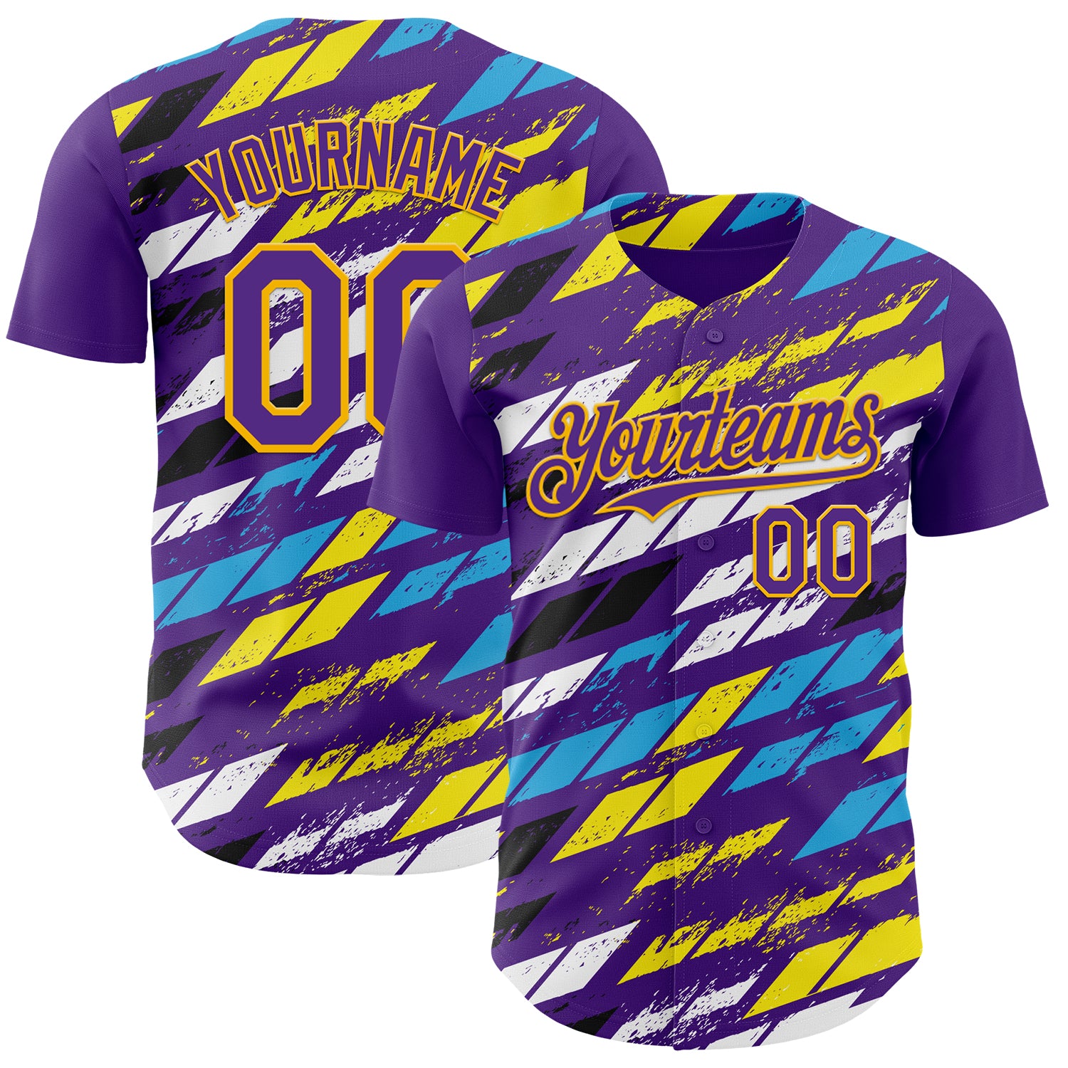 FansIdea Custom Purple Yellow-Blue Car Racing Formula Auto Motorsport Authentic Baseball Jersey - $29.99 at Proof Eyewear