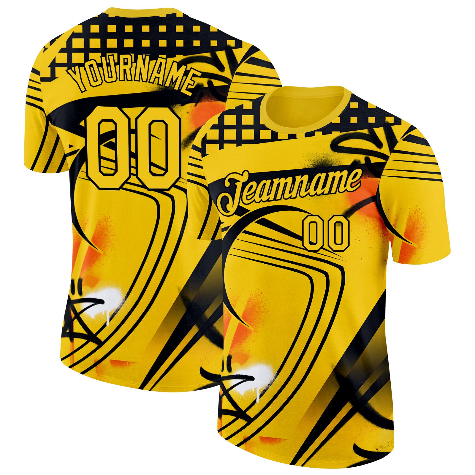 FansIdea Custom Yellow-Black Bowling Graffiti Performance T-Shirt - $14.99 at Proof Eyewear