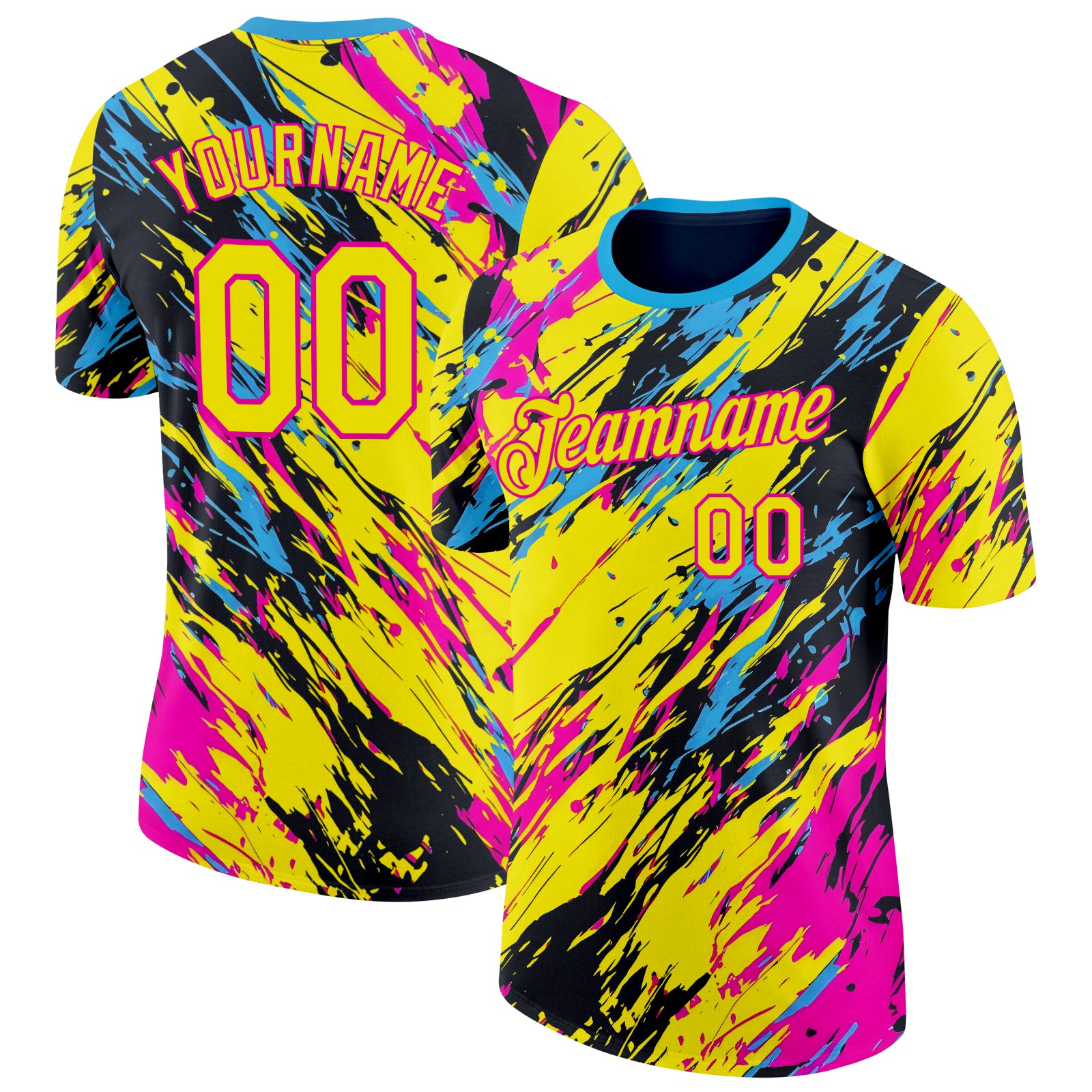 FansIdea Custom Yellow Hot Pink-Blue Bowling Graffiti Performance T-Shirt - $14.99 at Proof Eyewear