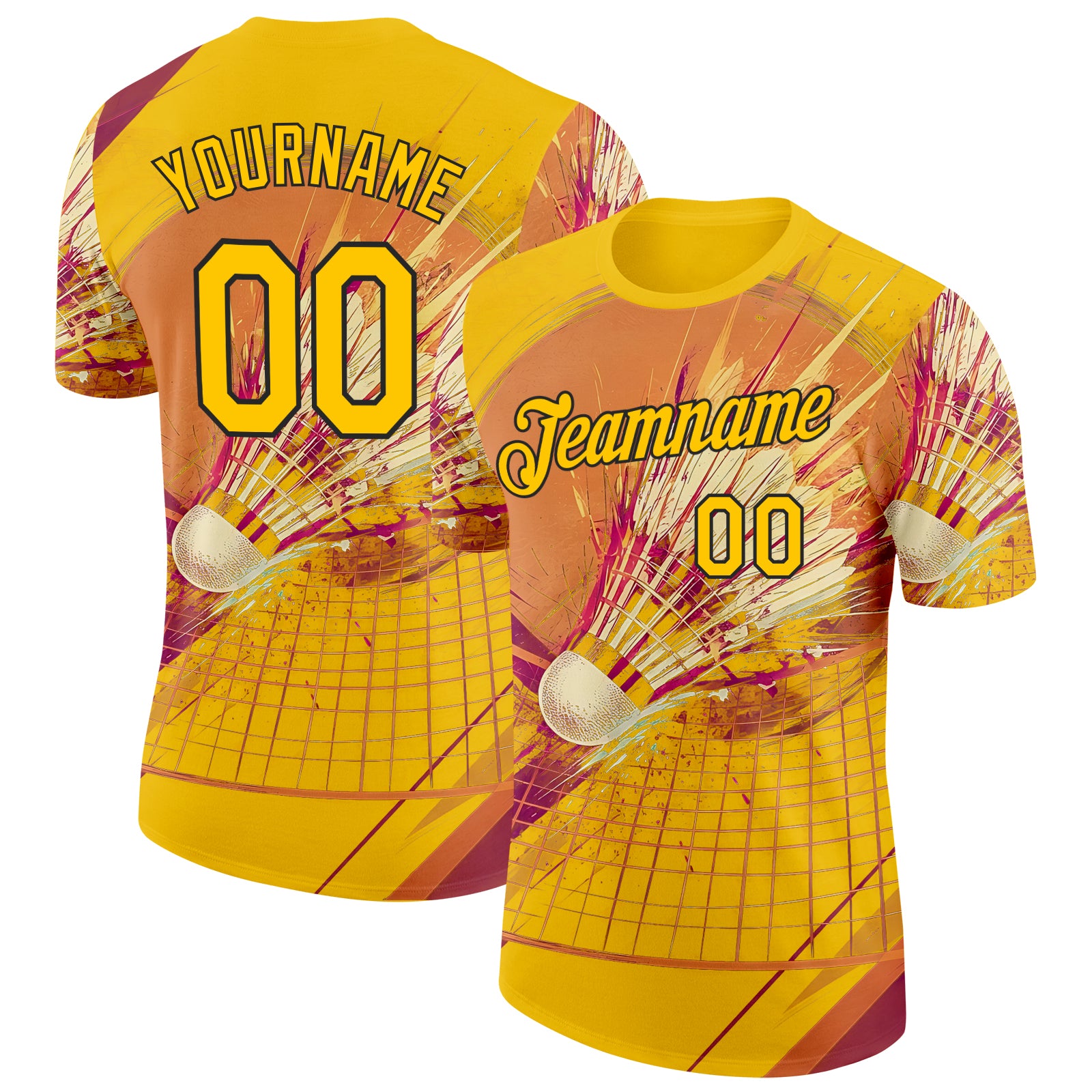 FansIdea Custom Yellow-Black Speed Badminton Performance T-Shirt - $14.99 at Proof Eyewear