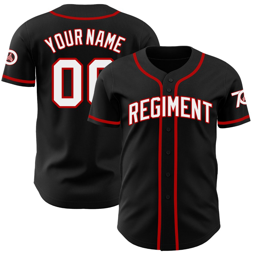 Fansidea-group-collabs Custom Black White-Red Regiment Authentic Baseball Jersey - $26.28 at Proof Eyewear