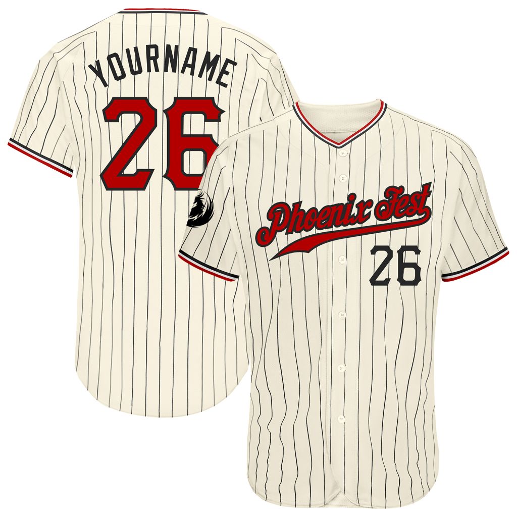 Fansidea-group-collabs Custom Cream Black Pinstripe Red Black-White Phoenix Fest Authentic Baseball Jersey - $47.95 at Proof Eyewear