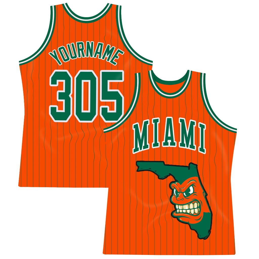 Fansidea-group-collabs Custom Orange KELLY GREEN Pinstripe White Authentic Basketball Jersey - $43.96 at Proof Eyewear
