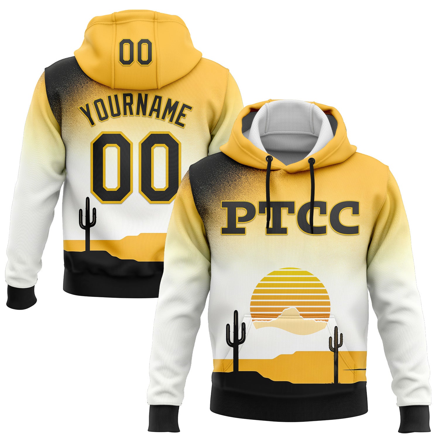 Fansidea-group-collabs Custom Stitched White Black-Yellow PTCC Sports Pullover Sweatshirt Hoodie - $37.99 at Proof Eyewear
