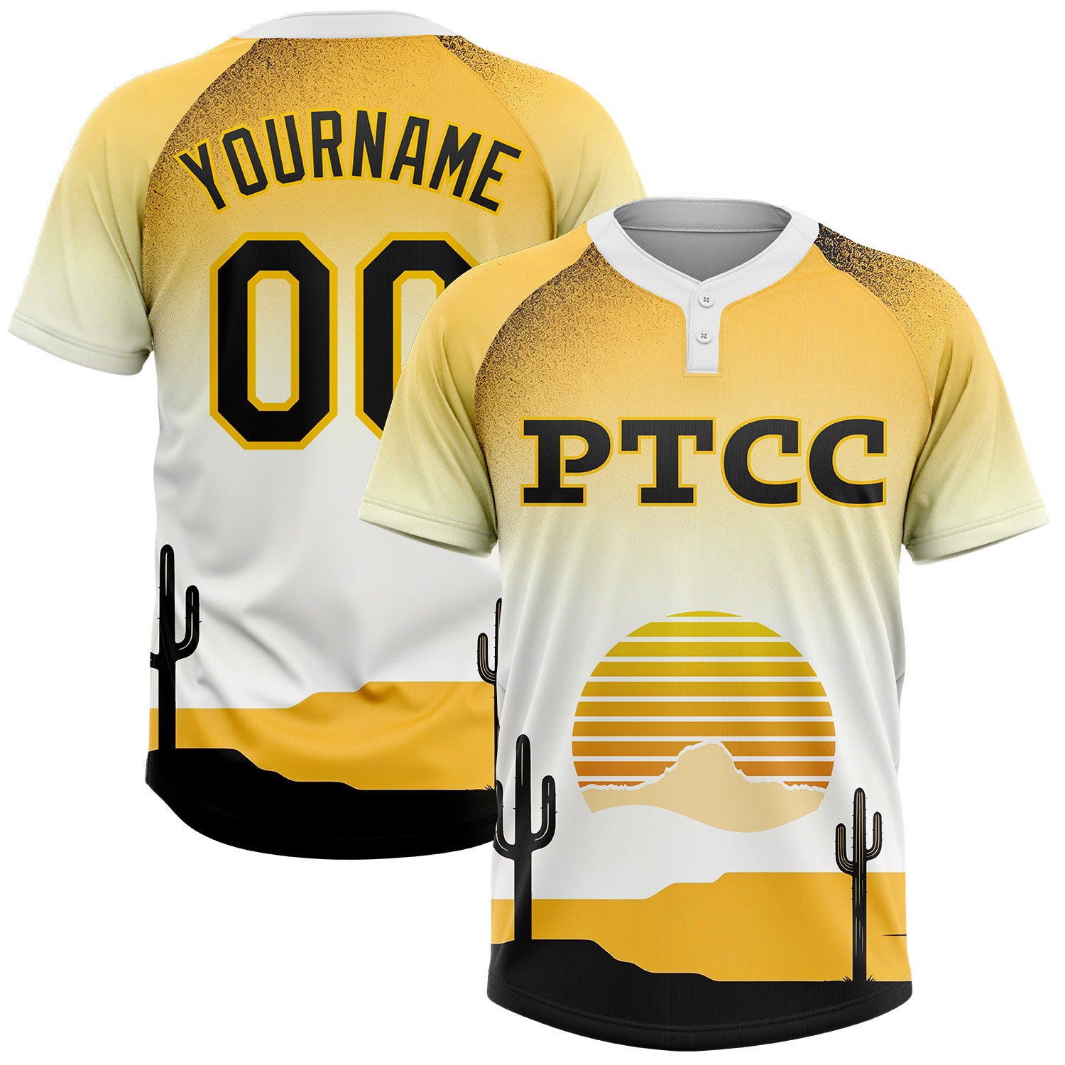 Fansidea-group-collabs Custom White Black-Yellow PTCC Two-Button Unisex Softball Jersey - $34.99 at Proof Eyewear