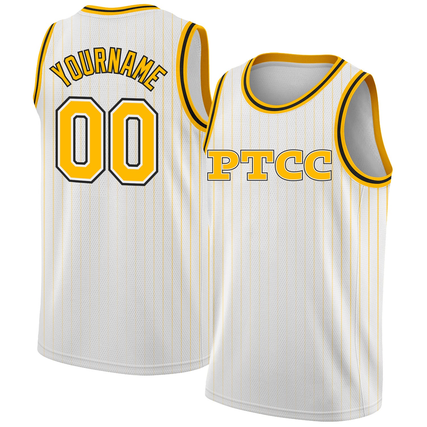 Fansidea-group-collabs Custom White Pinstripe Gold-Black PTCC Authentic Basketball Jersey - $29.99 at Proof Eyewear