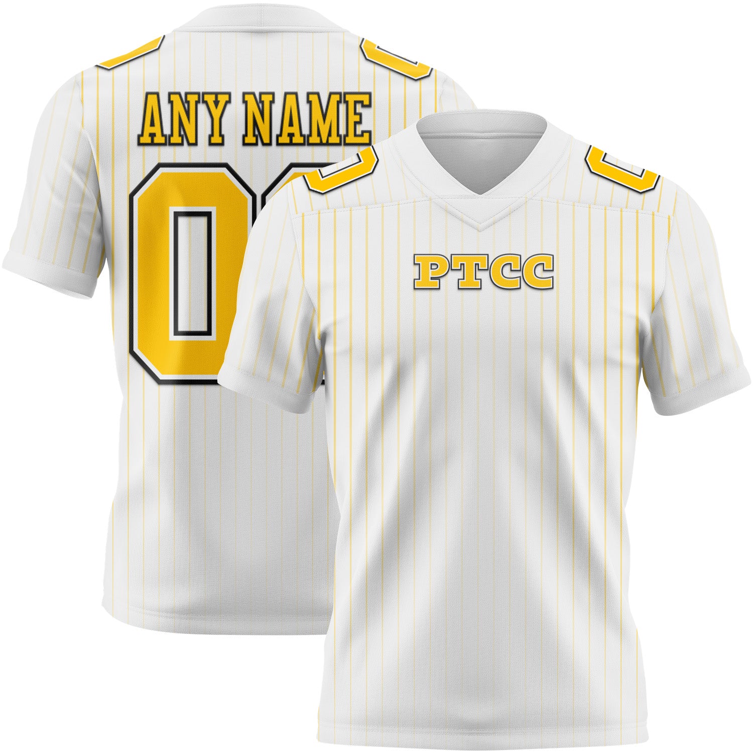 Fansidea-group-collabs Custom White Pinstripe Yellow-Black PTCC Authentic Football Jersey - $24.99 at Proof Eyewear