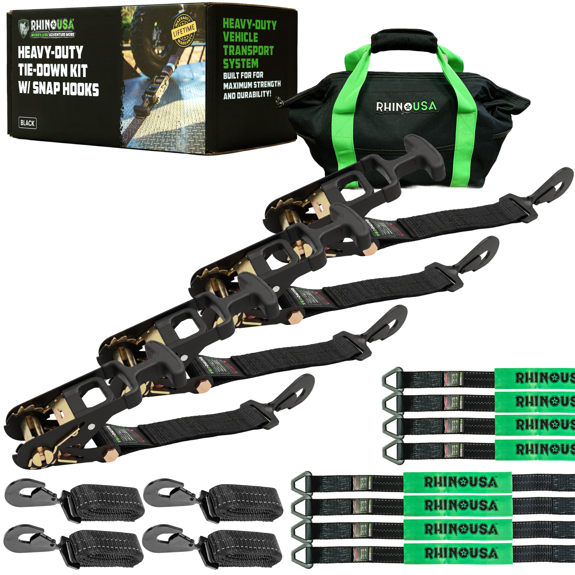 Rhino USA, Inc. 2" x 8' Vehicle Tie-Down Kit (Snap-Hooks) - $149.90 at Rhino USA