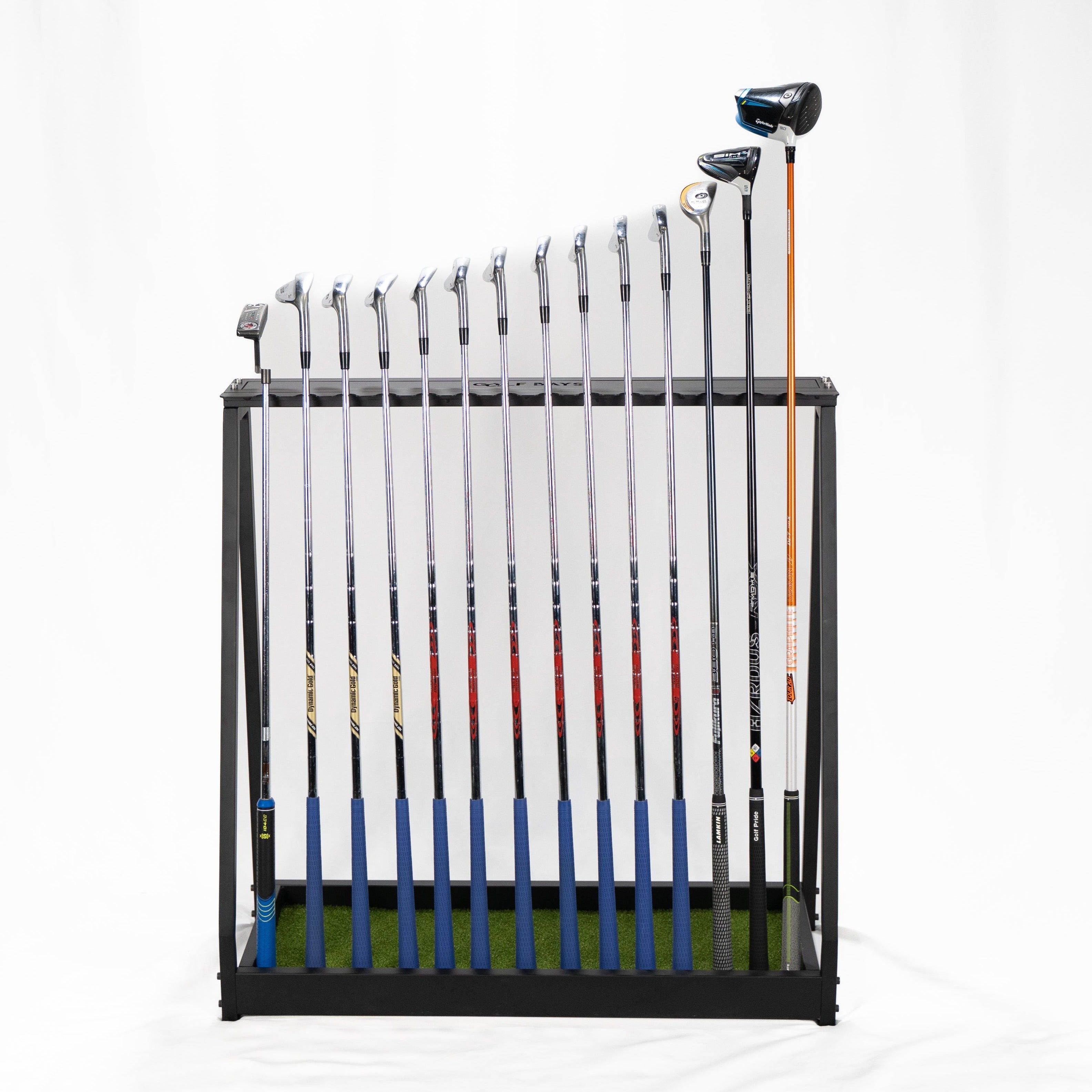 GolfbaysUSA GolfBays Golf Club Storage Rack, Holds 14 Clubs, Indoor Equipment Storage Shelf - $299.99 at SkyTrak