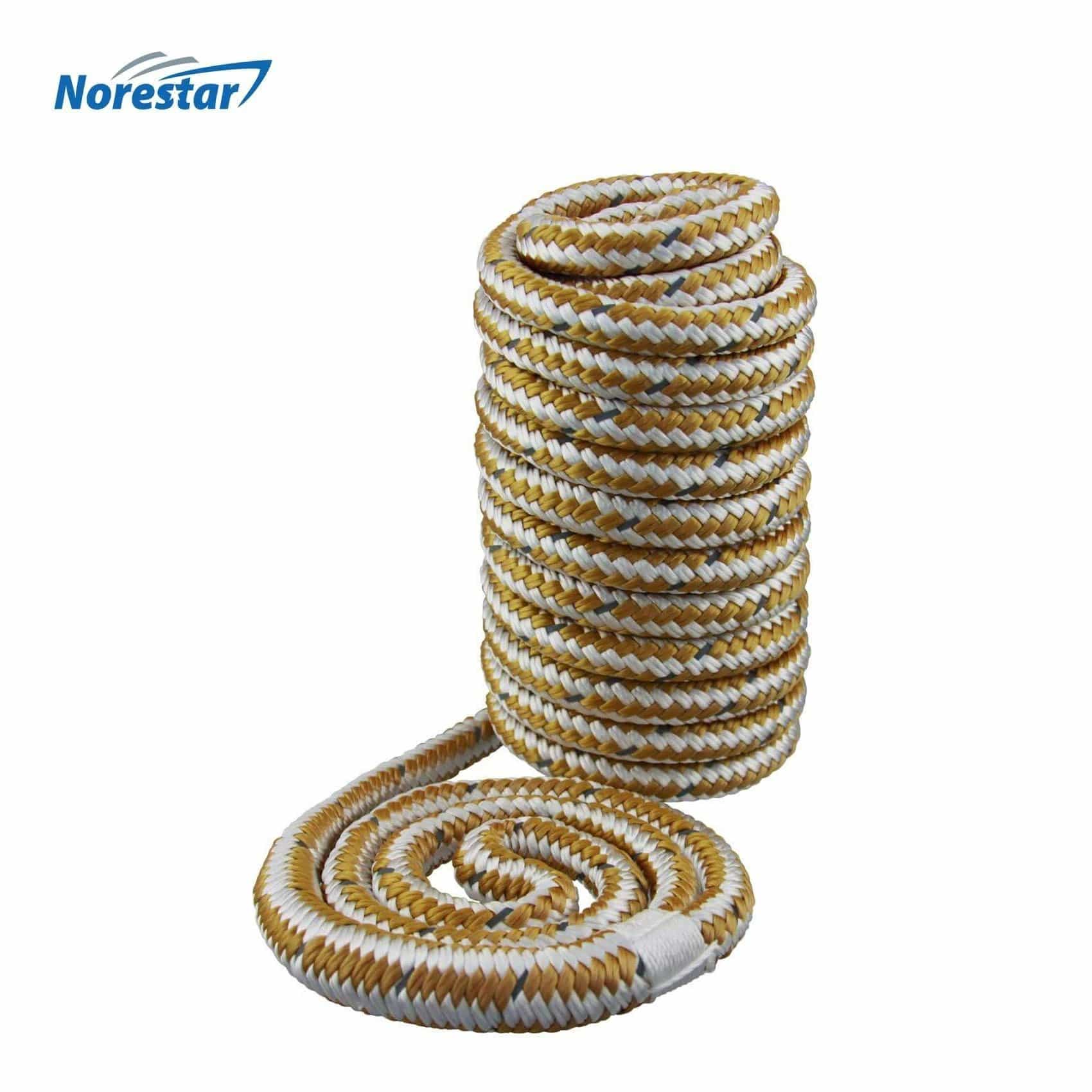 Norestar High-Visibility Reflective Double-Braided Nylon Dock Line, Gold - $12.99 at T-H Marine