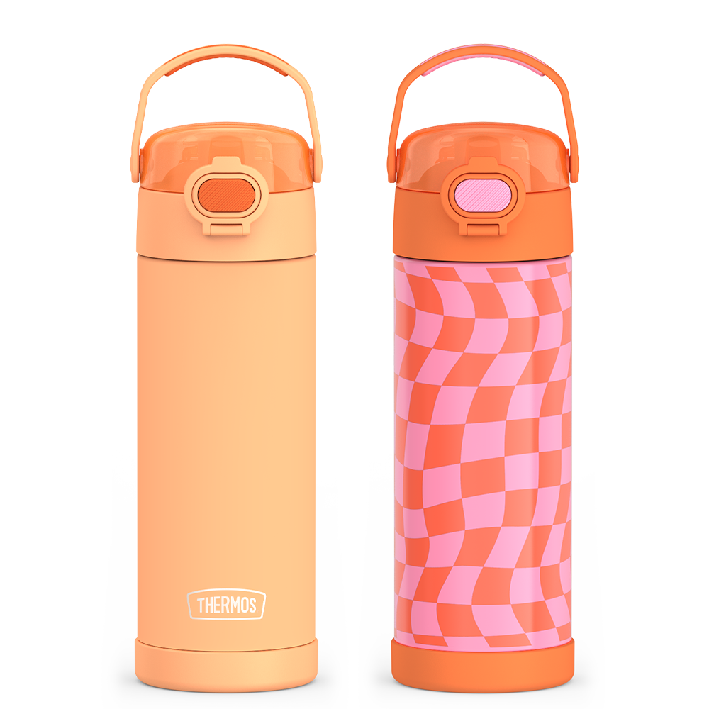 Thermos Brand 16oz FUNtainer® Water Bottles with Locking Lids Neon Orange & Wavy Checkers Orange Bundle - $29.99 at Thermos L.L.C.
