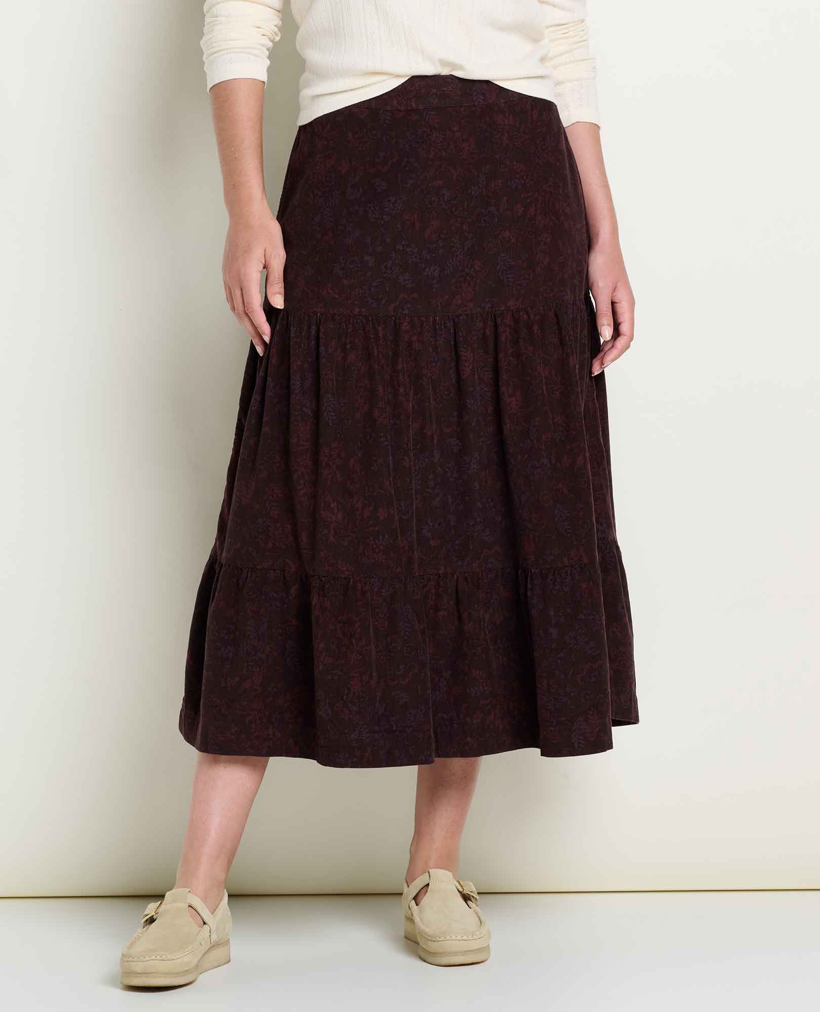 Cattail Corduroy Tiered Midi Skirt
