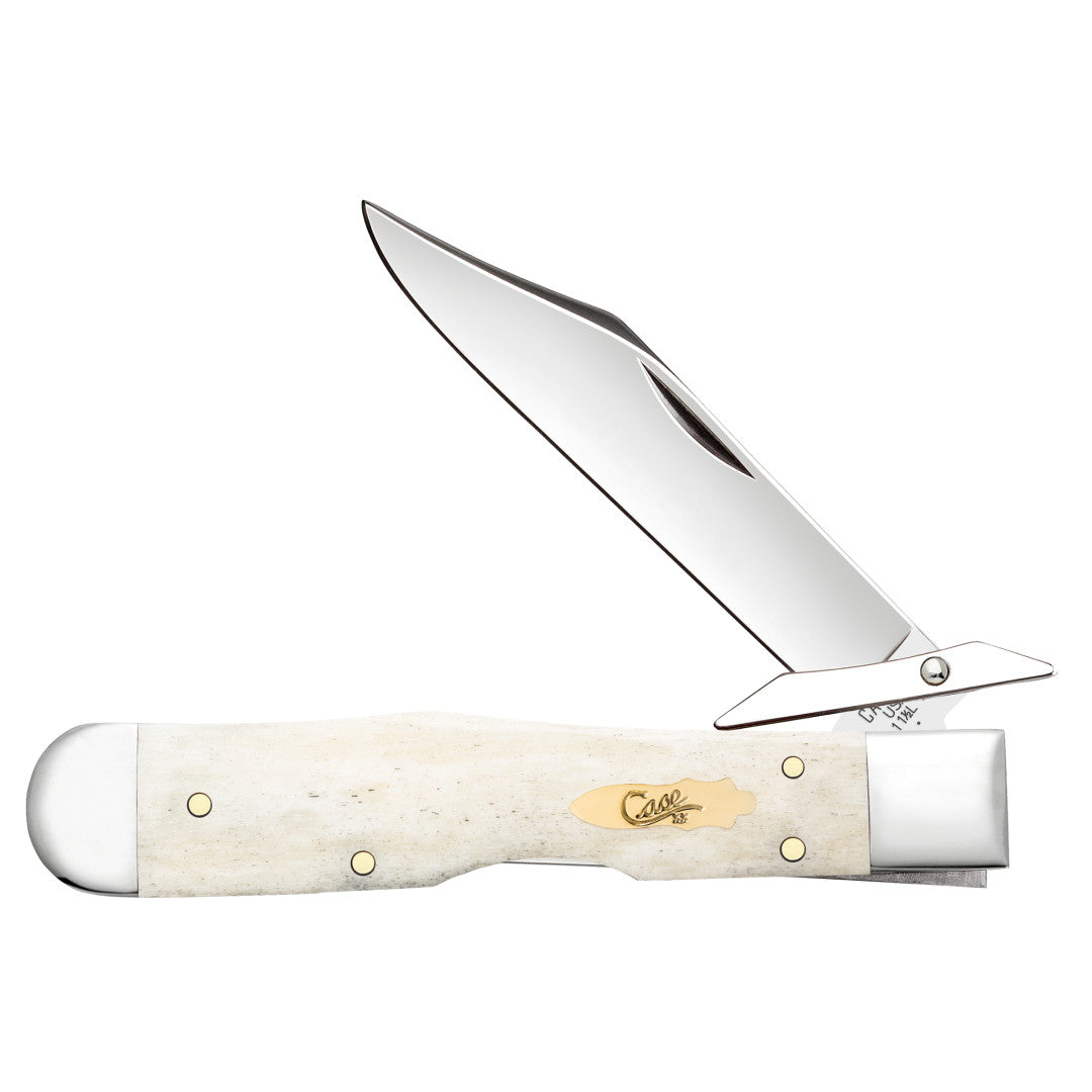 Case Smooth Natural Bone Cheetah® Cub - Brass Bomb Shield - $109.99 at WR Case and Sons Cutlery Company