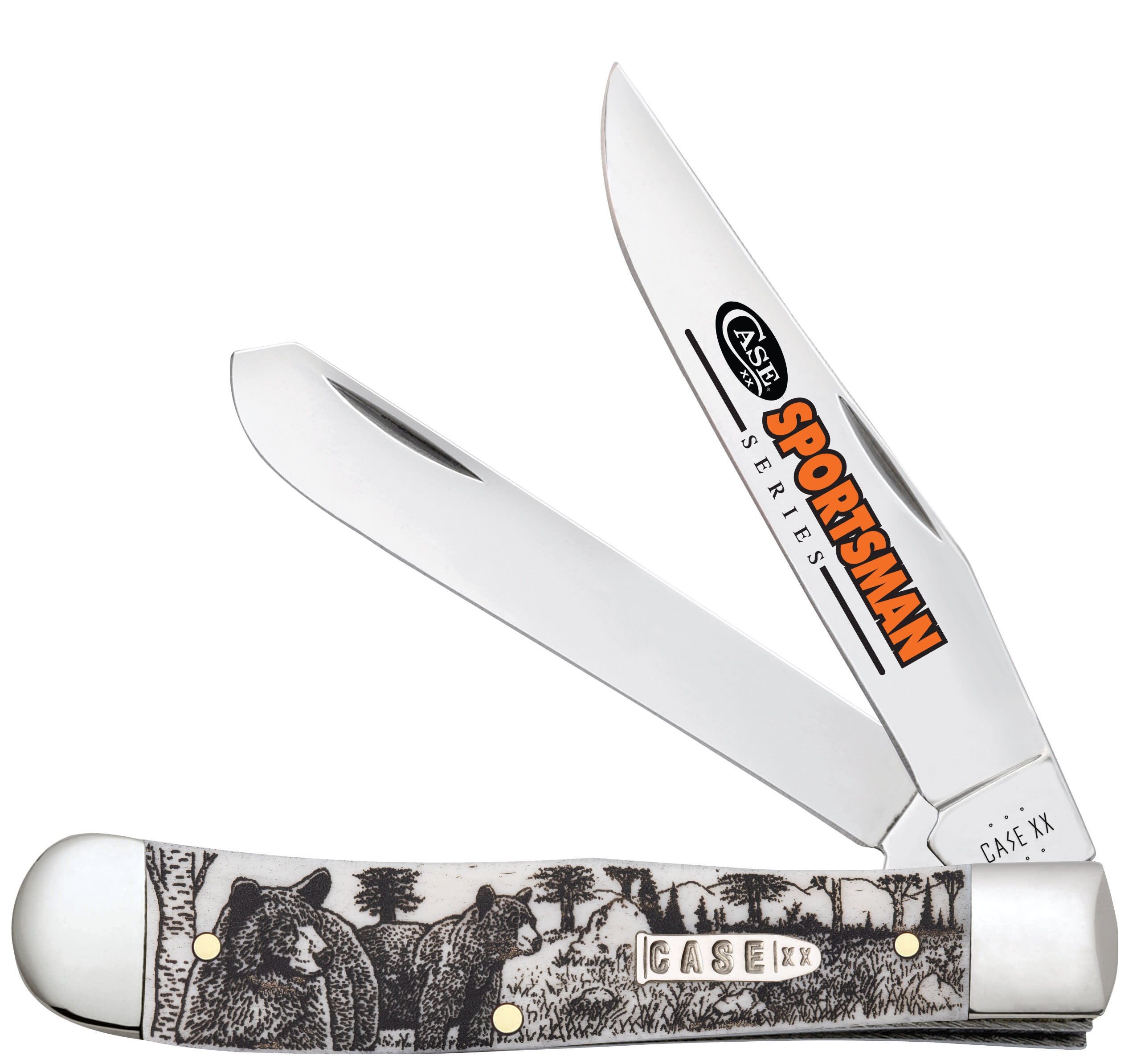 Case Sportsman Series Bear Embellished Smooth Natural Bone Trapper - $115.99 at WR Case and Sons Cutlery Company