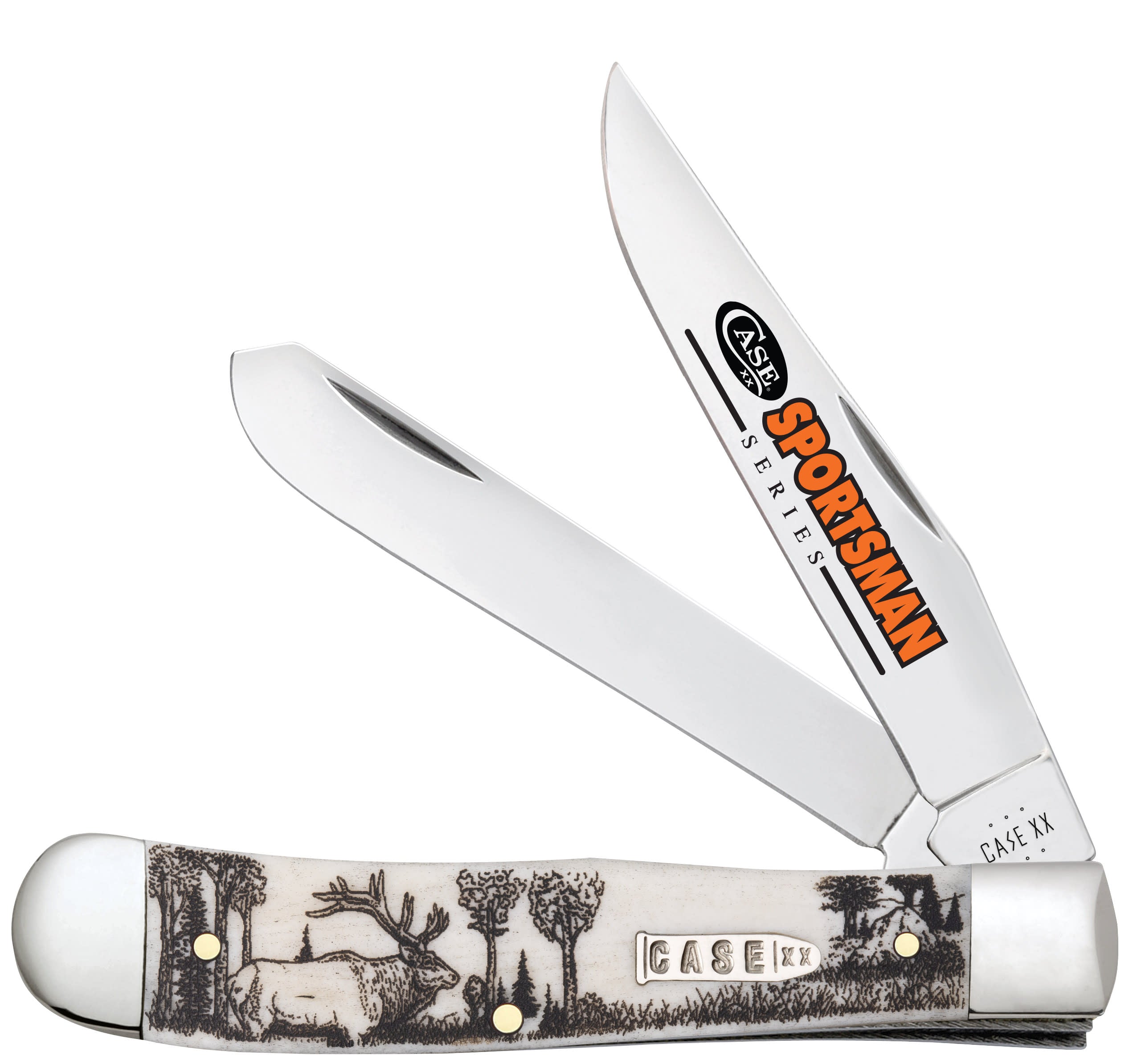 Case Sportsman Series Elk Embellished Smooth Natural Bone Trapper - $115.99 at WR Case and Sons Cutlery Company