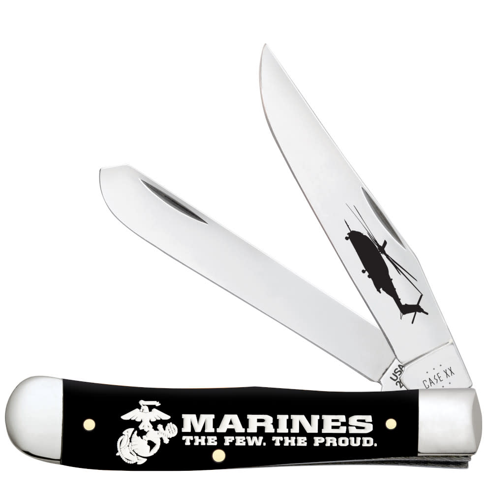 Case USMC® Embellished Smooth Black Synthetic Trapper - $120.99 at WR Case and Sons Cutlery Company