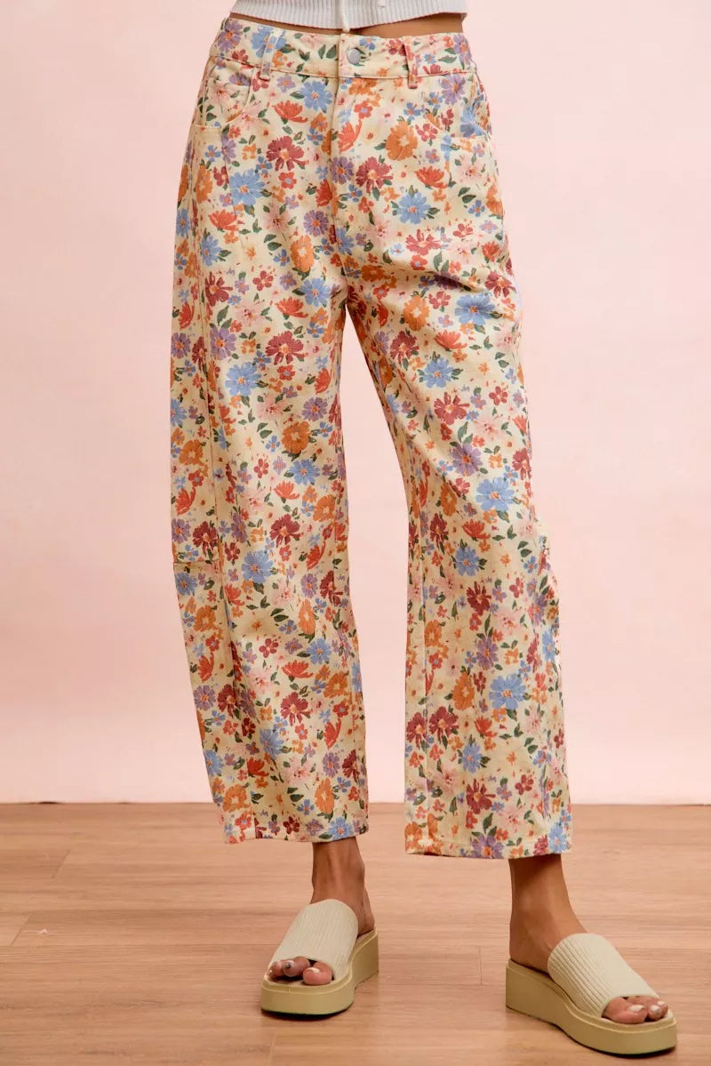 MPL BiBi Washed Floral Printed Twill Barrel Pants - $69.00 at West Path 