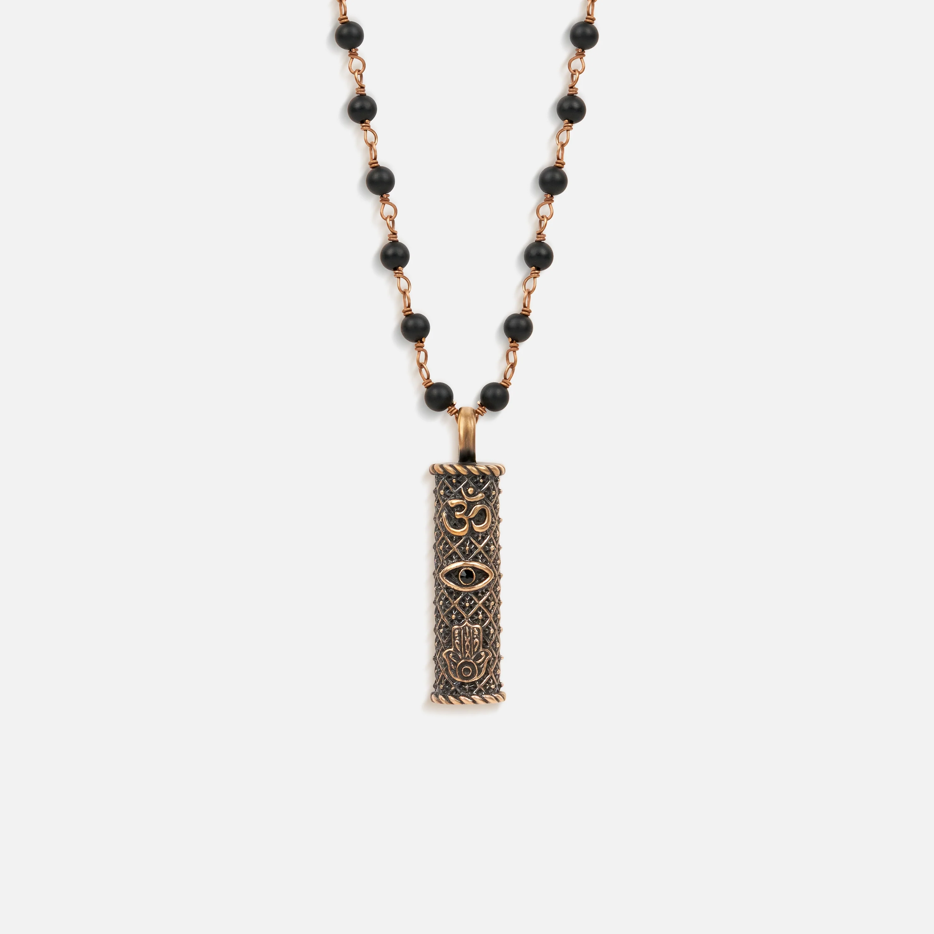 Karma and Luck Brilliant Spirit Matte Onyx Triple Protection Necklace - $99.00 at West Path 