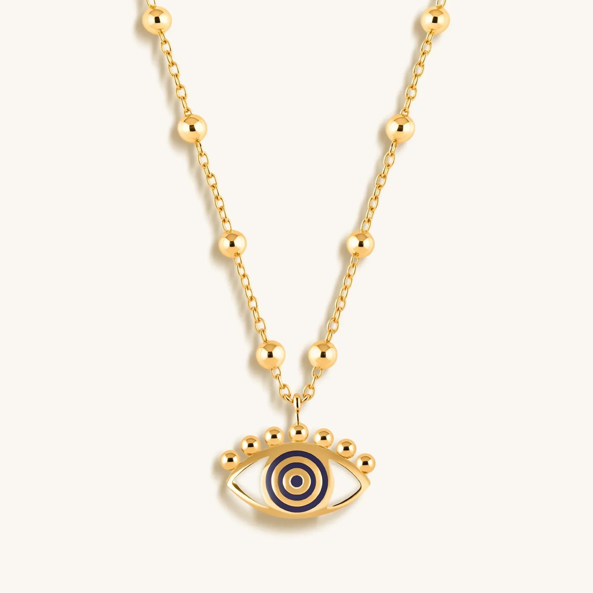 Karma and Luck Cheerful Outlook Enamel Evil Eye Pendant Necklace - $99.00 at West Path 