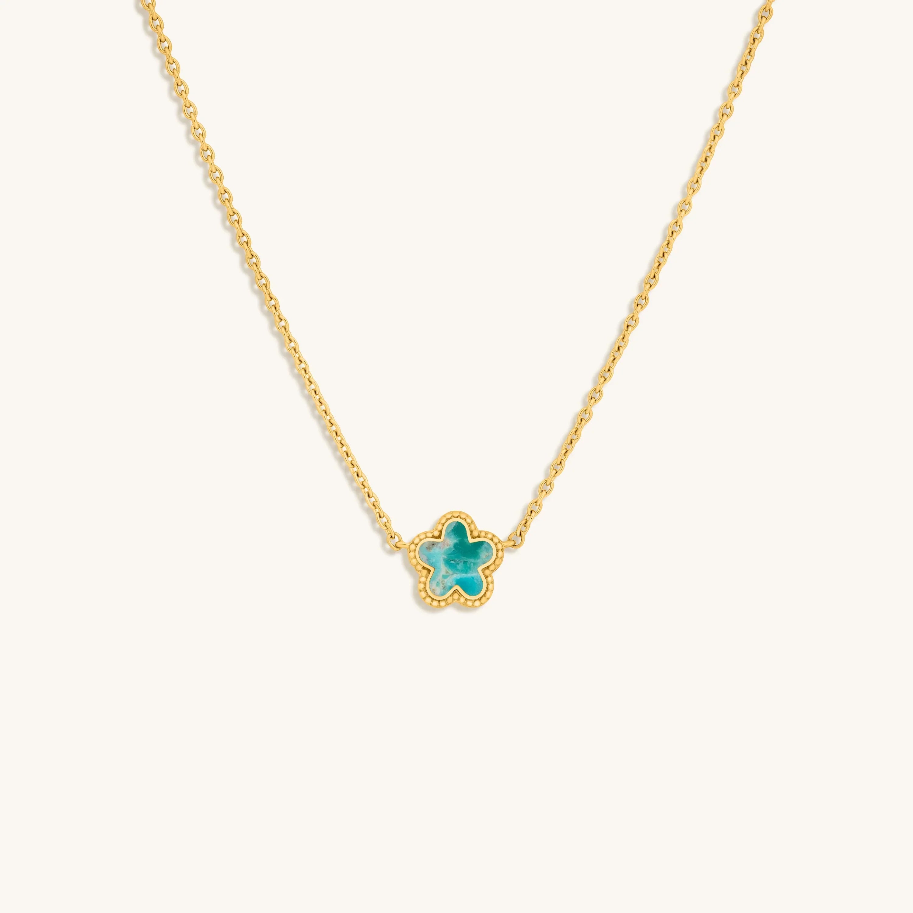 Karma and Luck Constant Growth Turquoise Flower Gold Necklace - $139.00 at West Path 