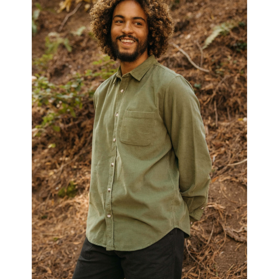 Mollusk Corduroy One Pocket Shirt - Olive Green - $95.00 at West Path 