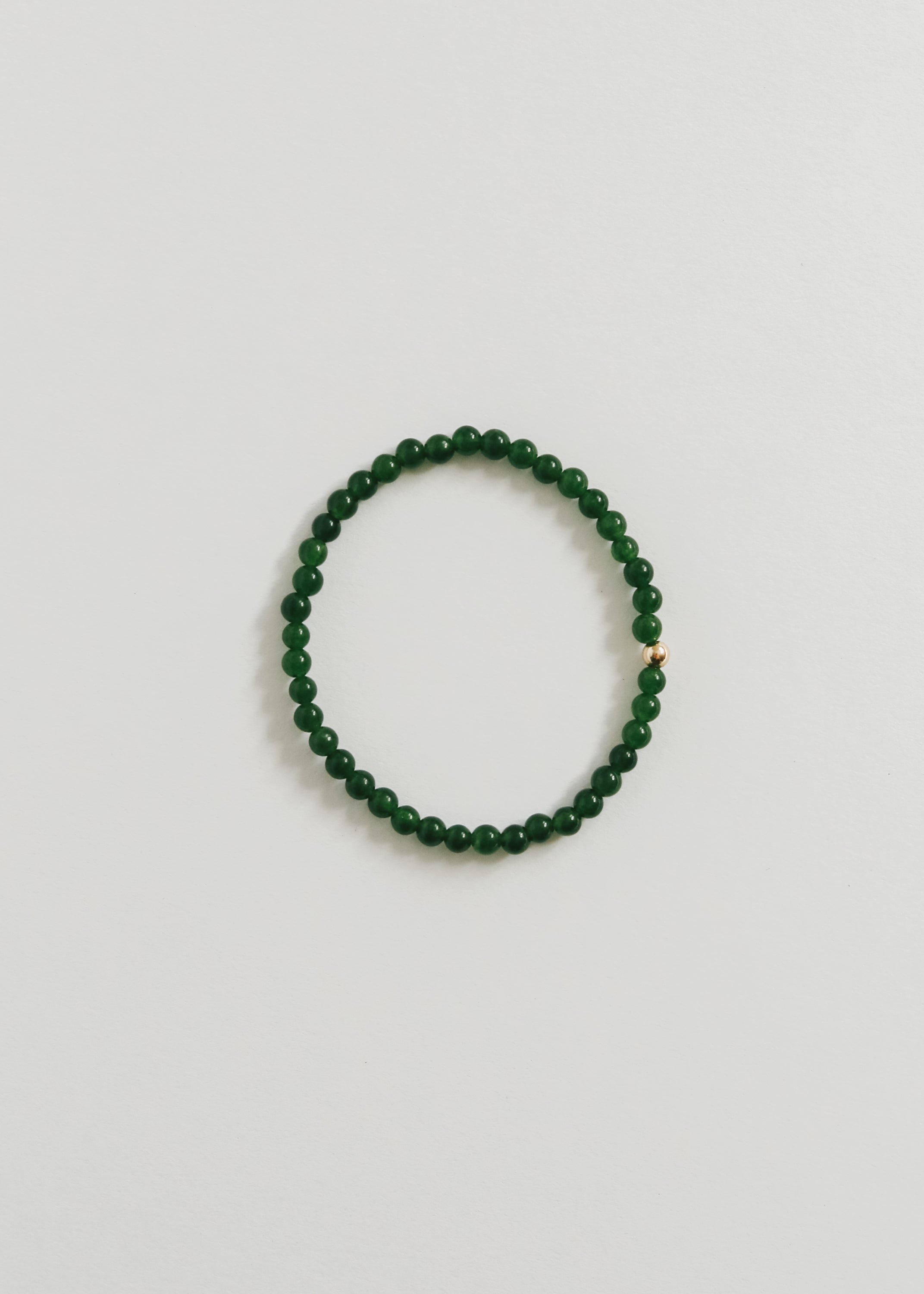 CanyonLeaf Dainty Green Jade + 14K Gold Filled || Beaded Stretch Bracelet - $38.00 at West Path 