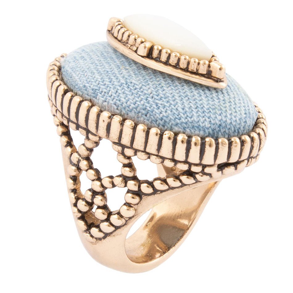 Barse Jewelry Denim Dreams White Mother of Pearl Golden Statement Ring - $98.00 at West Path 